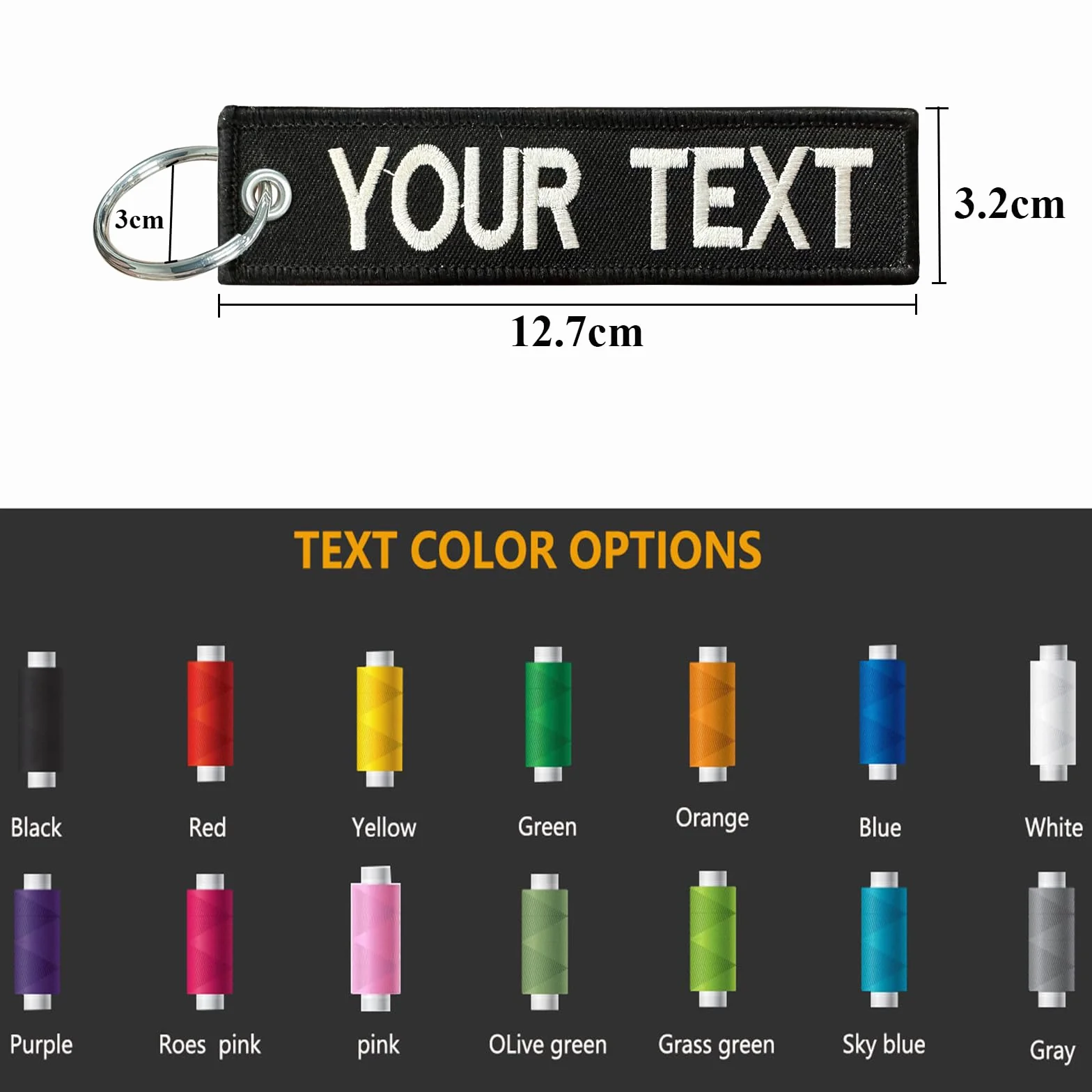 Porte-clés personnalisé double face brodé votre texte, accessoires de voiture moto scooter vélo
