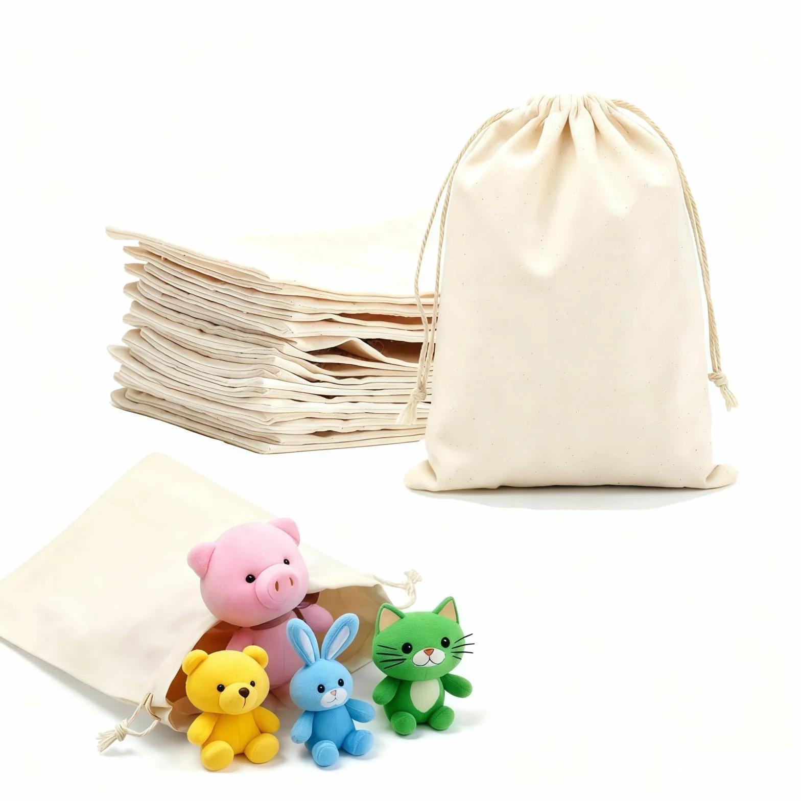 Sachets en Coton 15x20cm avec Cordon, 12 Pièces pour Calendrier de l'Avent, Lavande, DIY, Emballage Cadeau