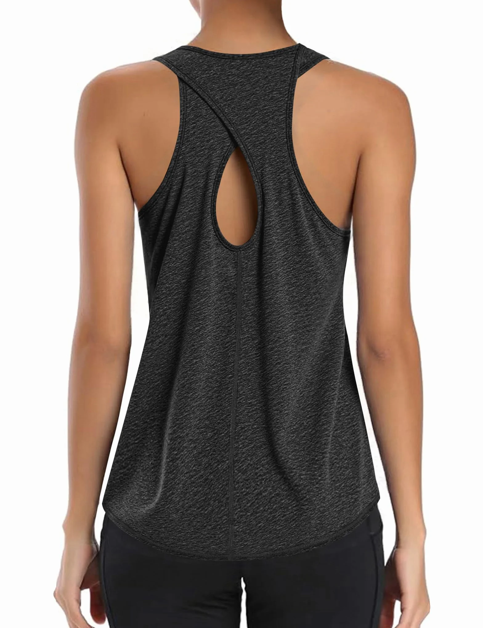 Gyabnw Damen Sport Tank Top mit Rundhalsausschnitt ärmellos leicht schnell trocknend atmungsaktiv Rückenausschnitt Yoga Laufshirt
