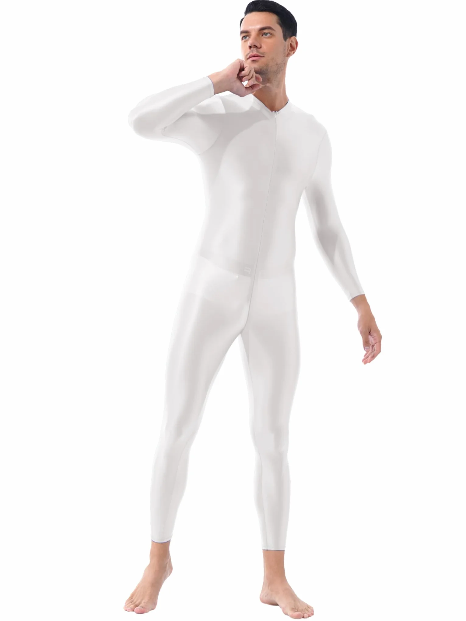 Combinaison Moulante À Fermeture Éclair pour Homme Body Sportif Élastique Justaucorps