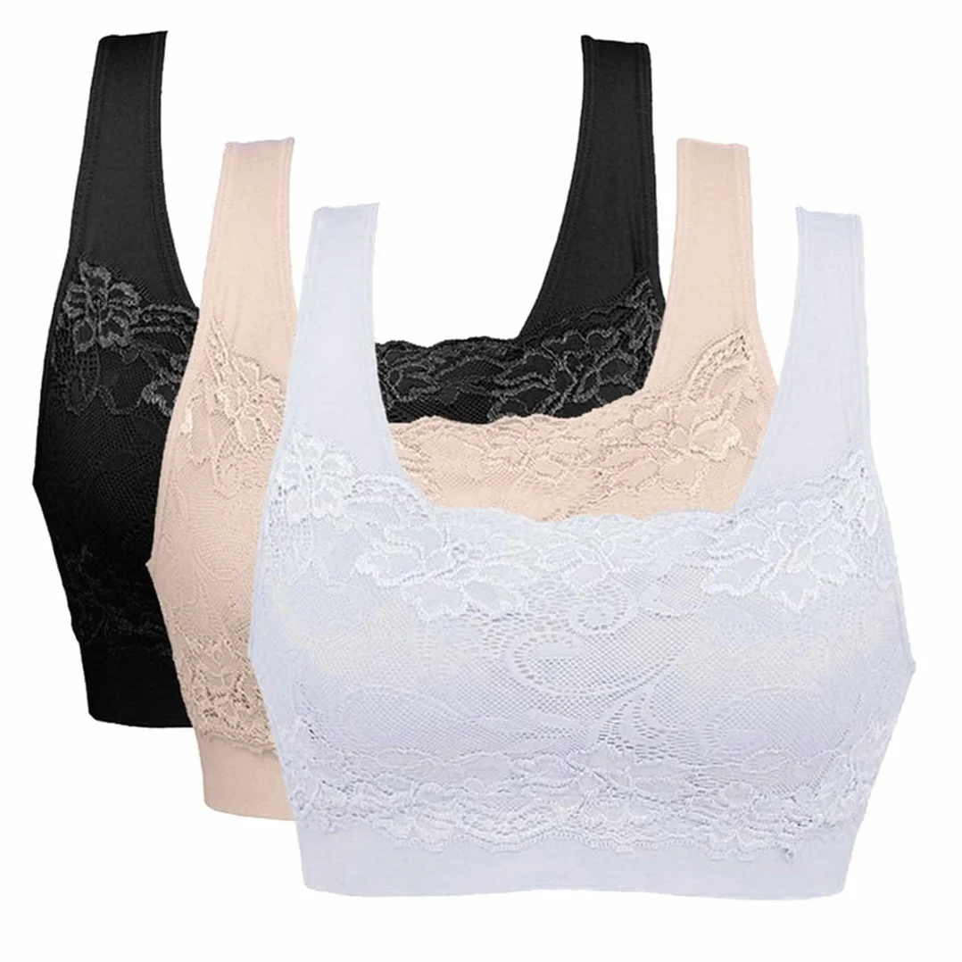 Brassière Soutien-Gorge sans Armature Dentelle Sexy Respirant Yoga Femme