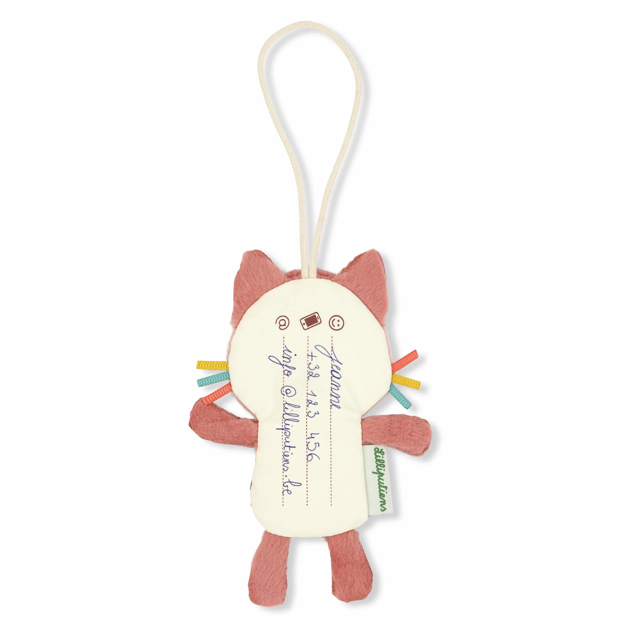 Lilliputiens Etiquette Bagage Enfant Jeanne Le Chat 16 cm Rose Personnalisable