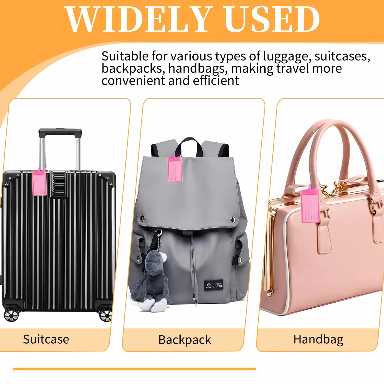 Étiquettes Bagages Silicone Souple Multicolore Résistantes avec Carte d’Identification pour Valises Sacs