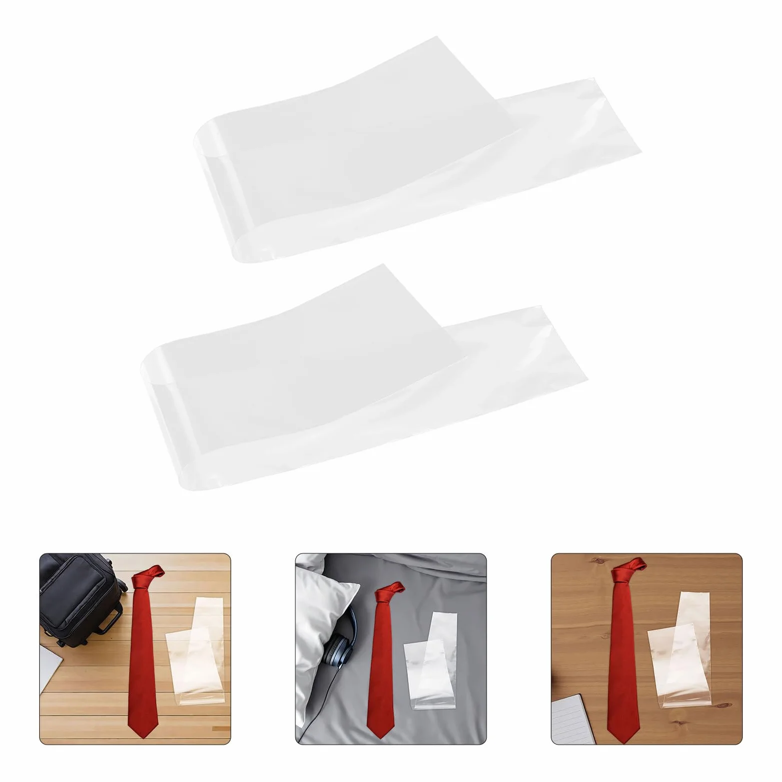 Lot de 50 Sachets Transparents pour Cravates 10x8 cm Housses Anti-poussière en Plastique