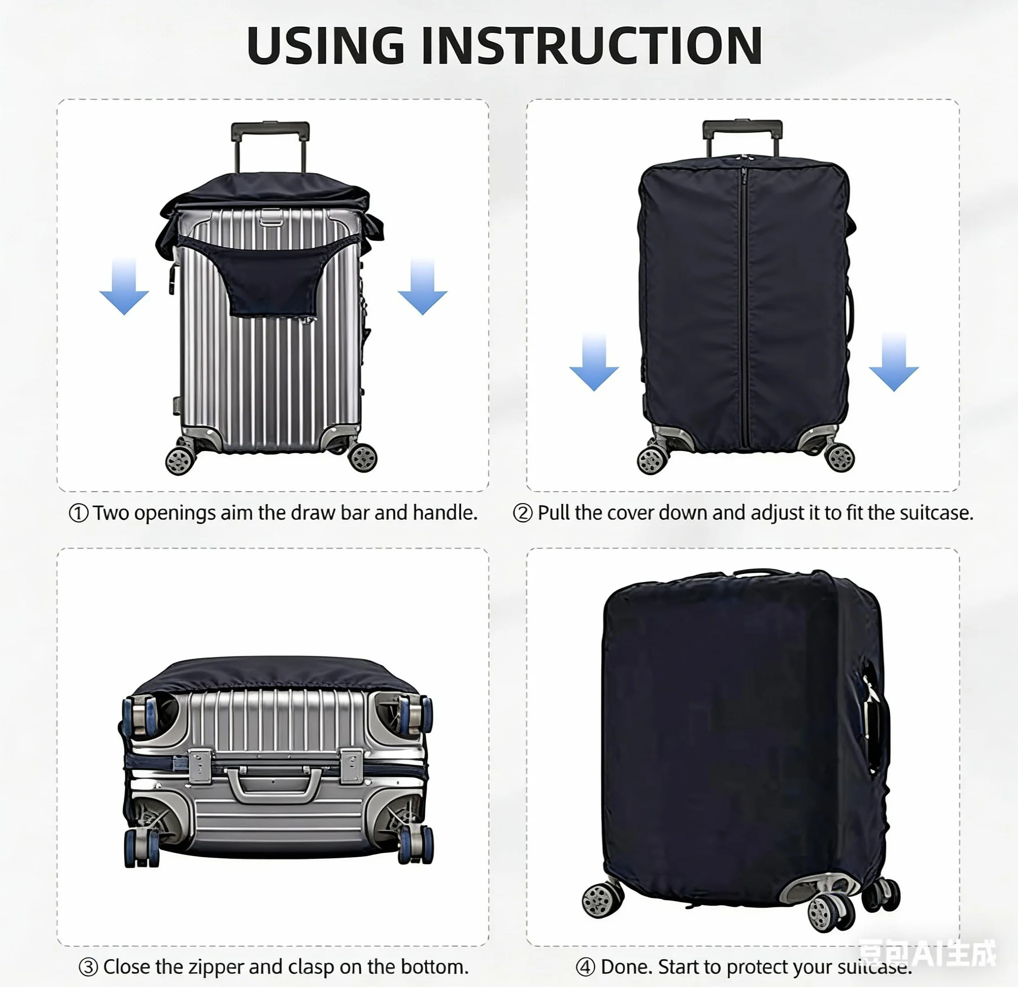Housse de Valise personnalisée 18-32 Pouces avec Photo Texte Logo Accessoire de Voyage