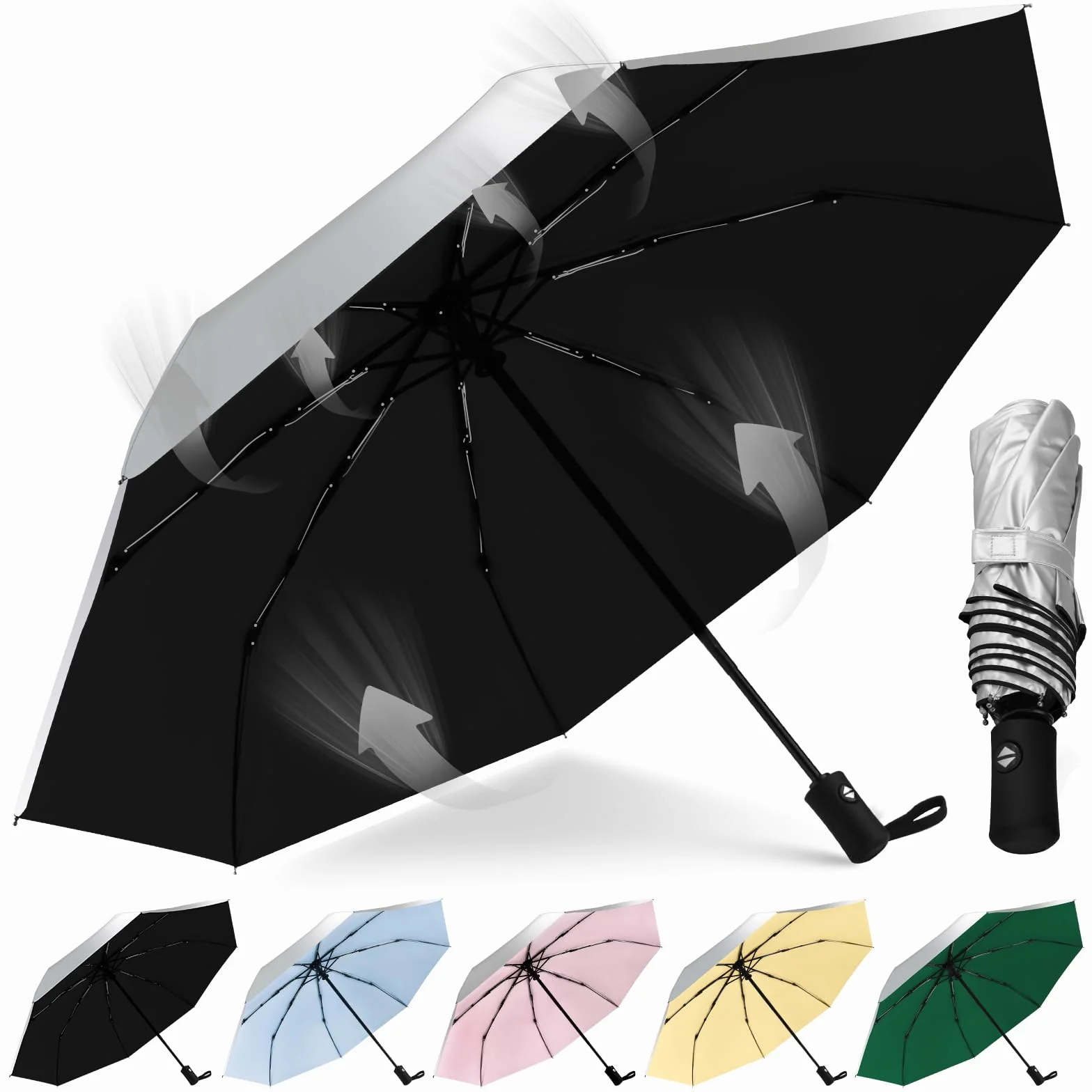 Parapluie Pliant Automatique Résistant Vent Fort Grande Taille 92/105/117cm Homme Femme