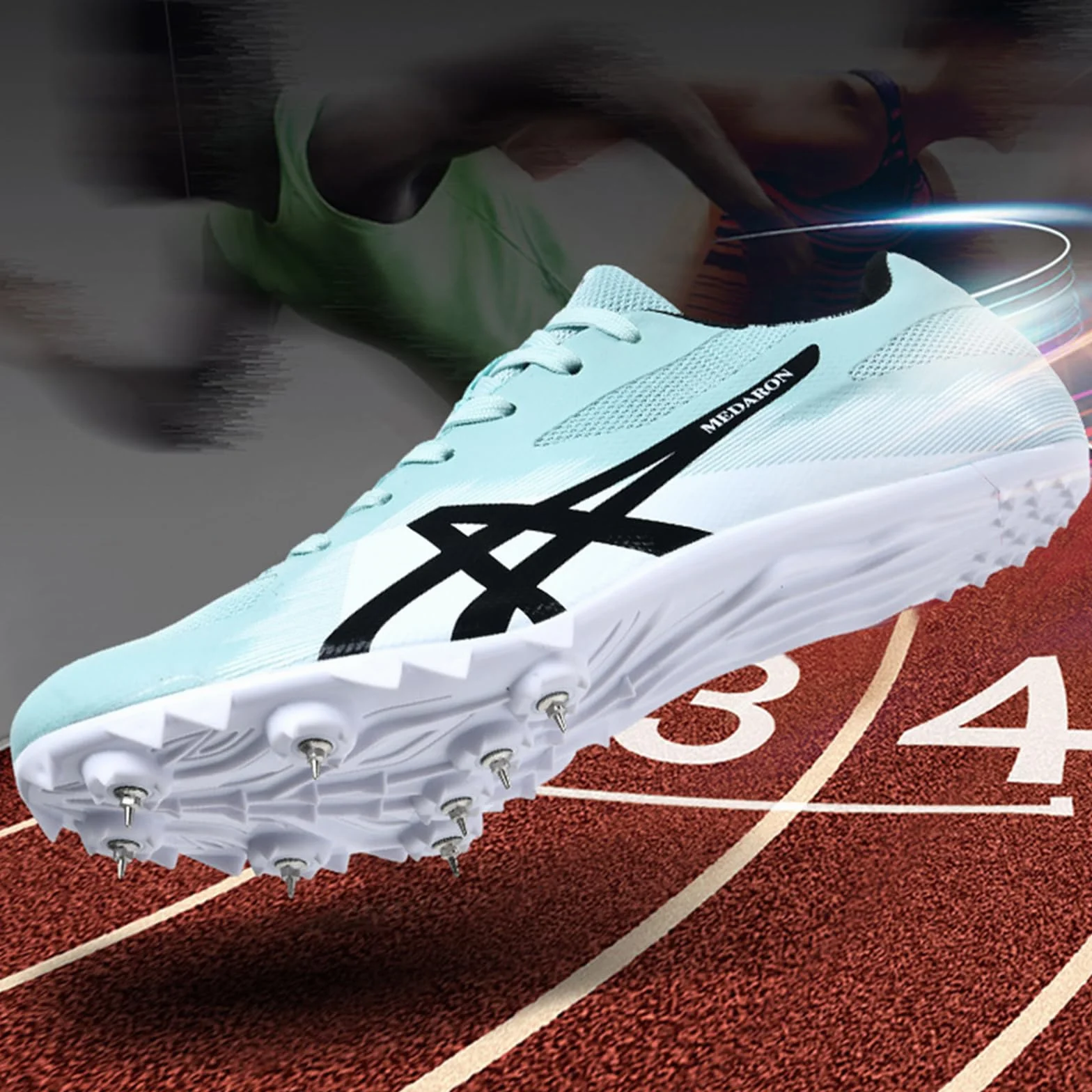 Chaussures de Course À Pointes pour Hommes avec 8 Crampons pour Saut en Hauteur Sprint Saut en Longueur