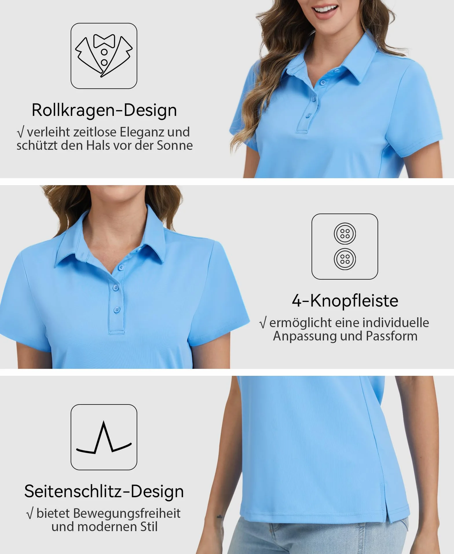 JoyGirl Polo de Golf Femme Manches Courtes Protection UV Respirant Séchage Rapide T-Shirt d'été