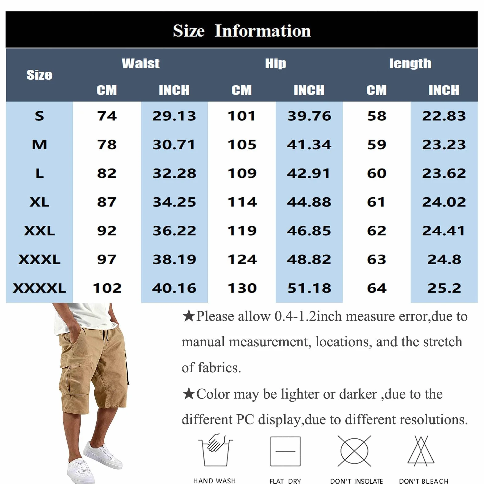 MOKBAY Cargo Short Homme Sport Elastique Militaire Pantacourt Ete Leger Court Shorts Poche Randonnée