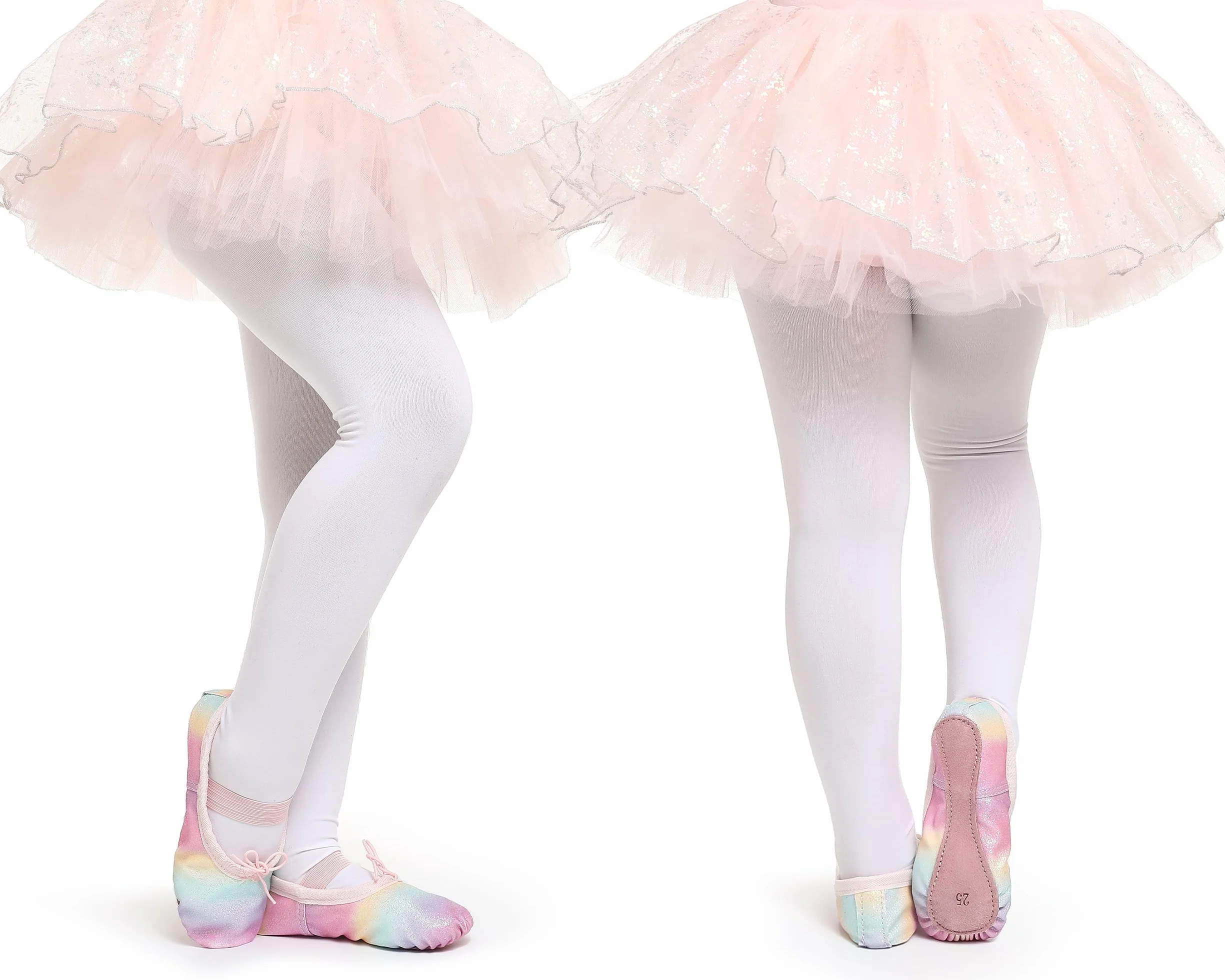 Chaussures de ballet pour filles - Chaussons de danse en cuir à paillettes - Ballerines plates semelle complète