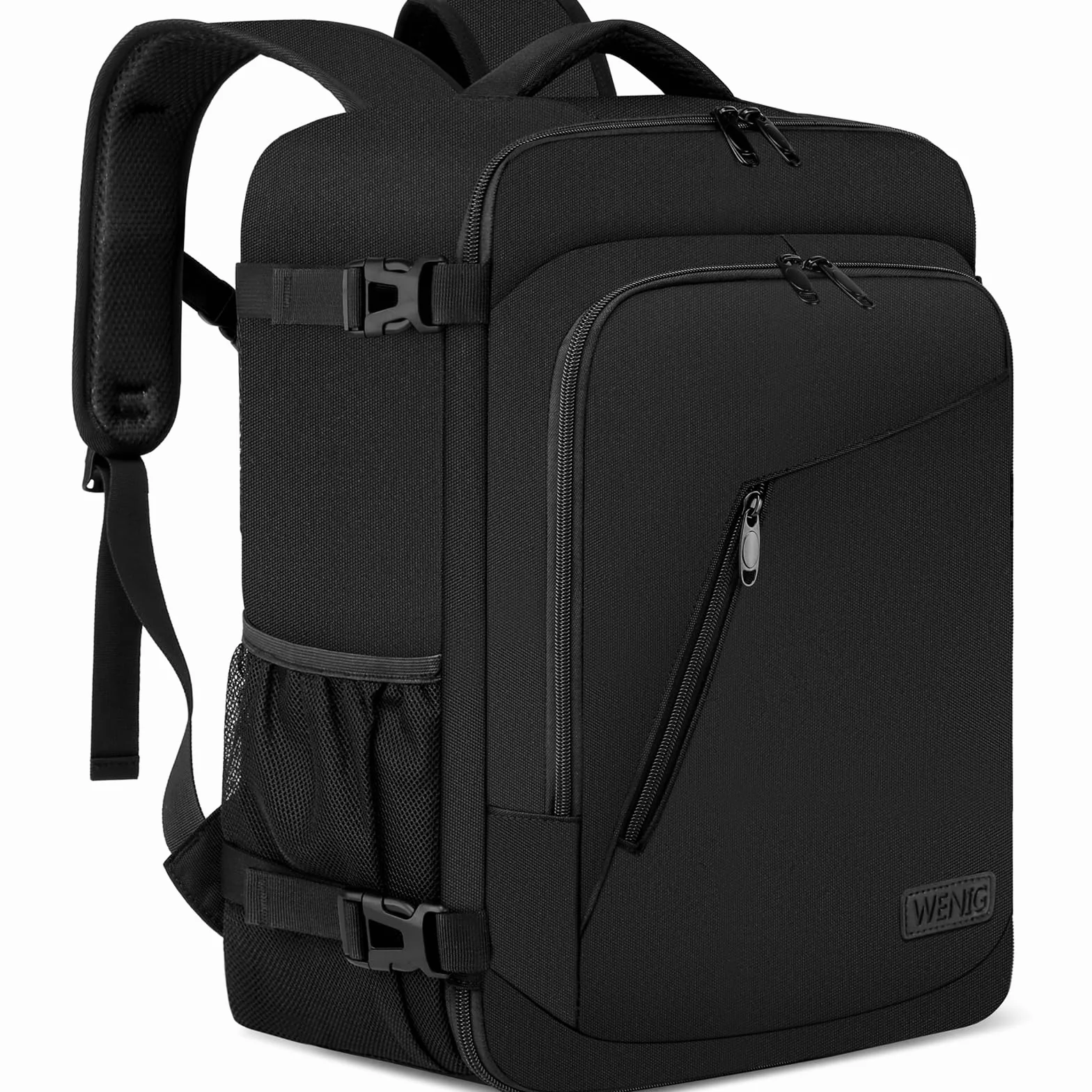 WENIG Bagage Cabine 40x30x20 24L Sac à Dos Voyage Avion avec Port USB Ordinateur Portable 14 Pouces Noir