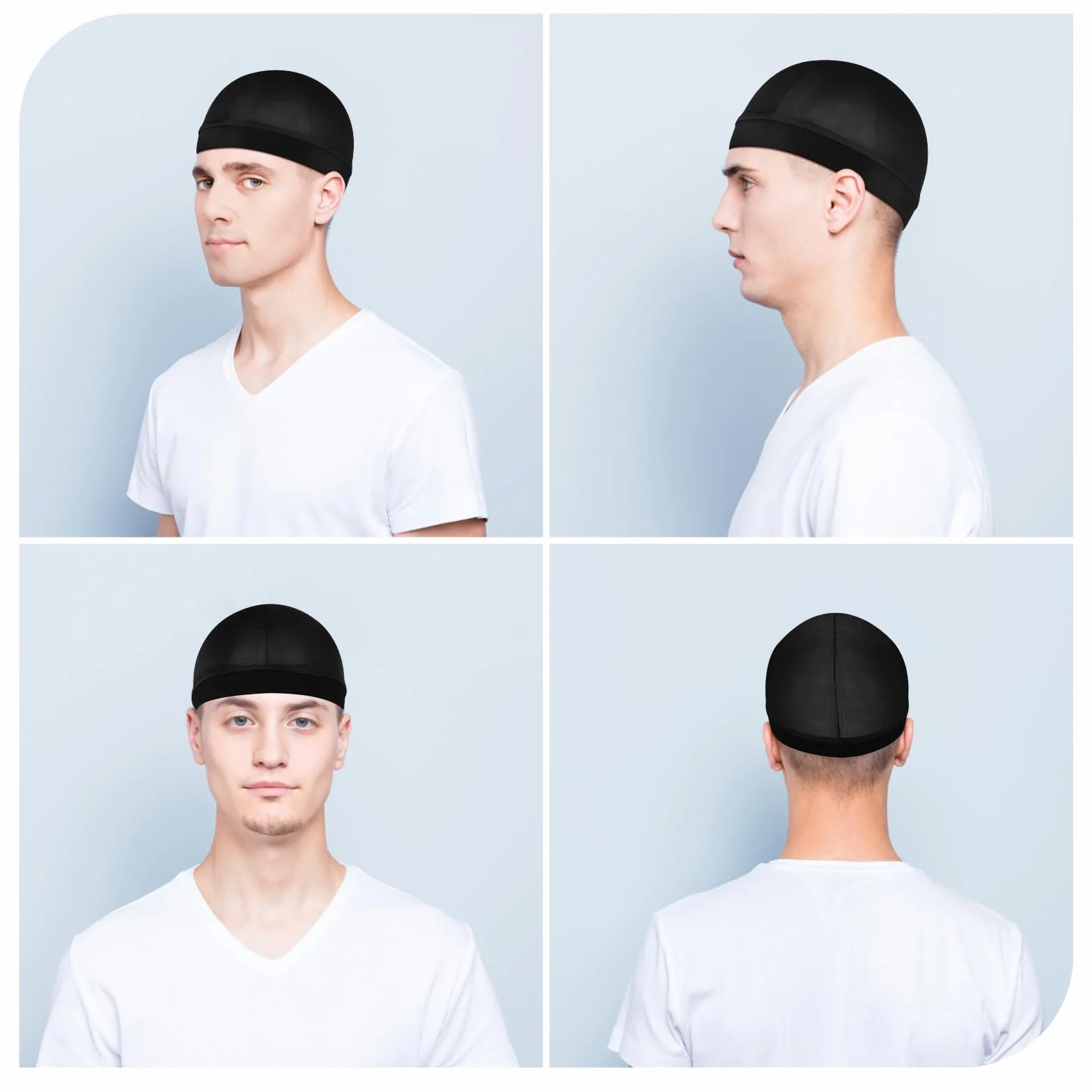 Giantree Lot de 4 bonnets ondulés soyeux Durag Headwear en satin pour homme