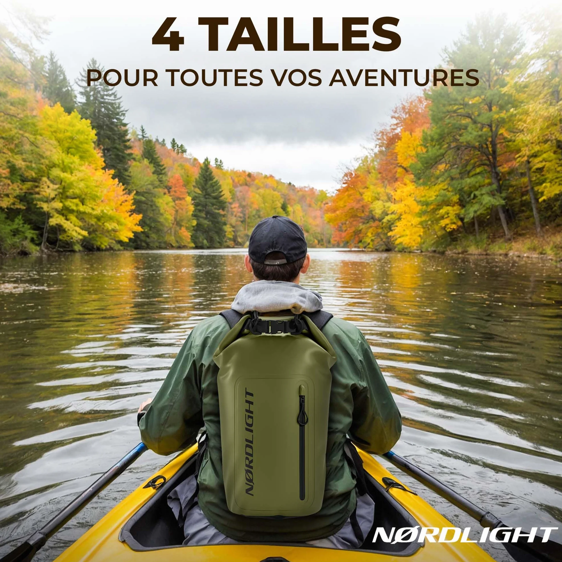 Nordlight Sac Étanche 20 L Vert Olive - Sac à Dos Nautique Impermeable avec Pochette Téléphone