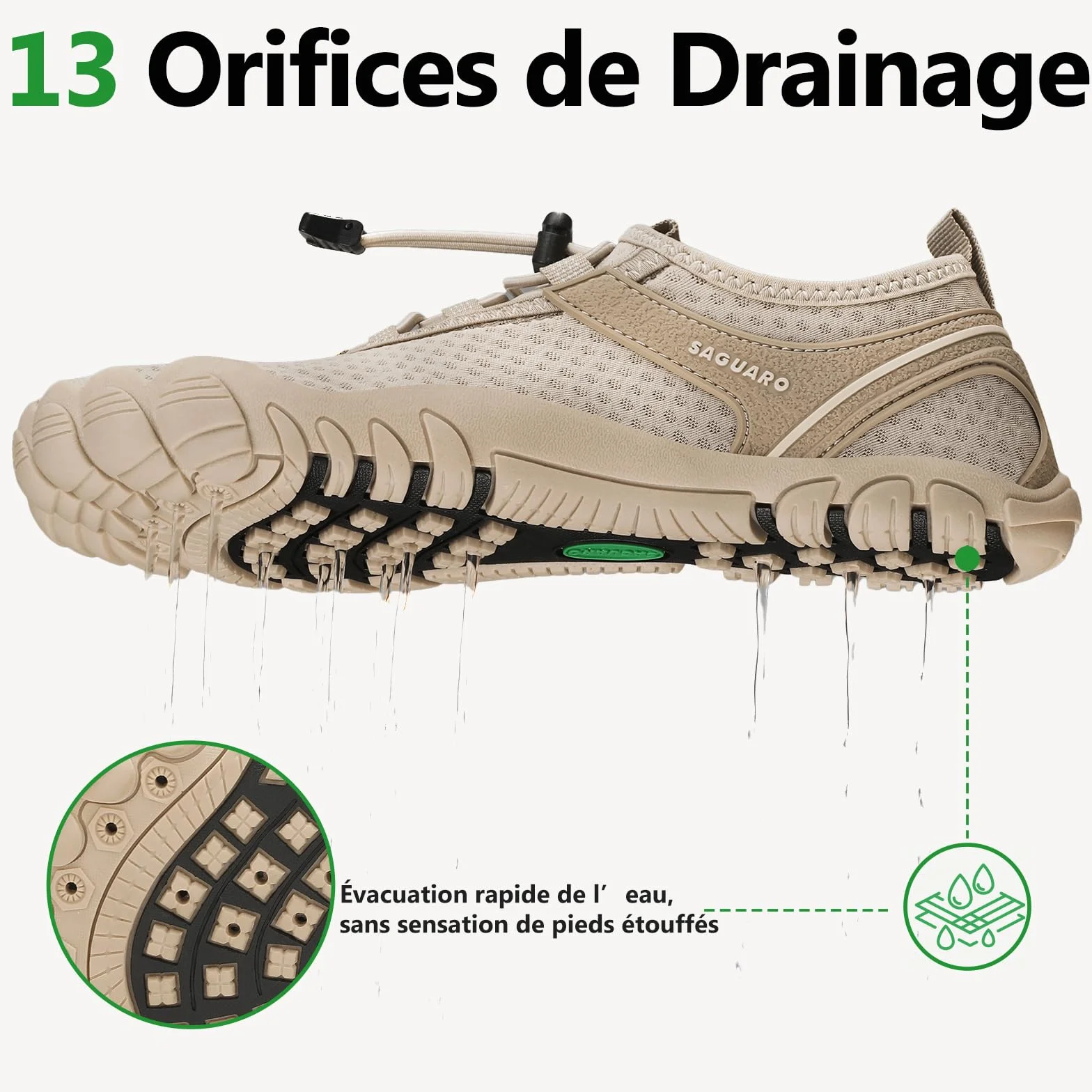 SAGUARO Chaussures Aquatiques Homme Femme Plage Natation Yoga Antidérapantes Séchage Rapide
