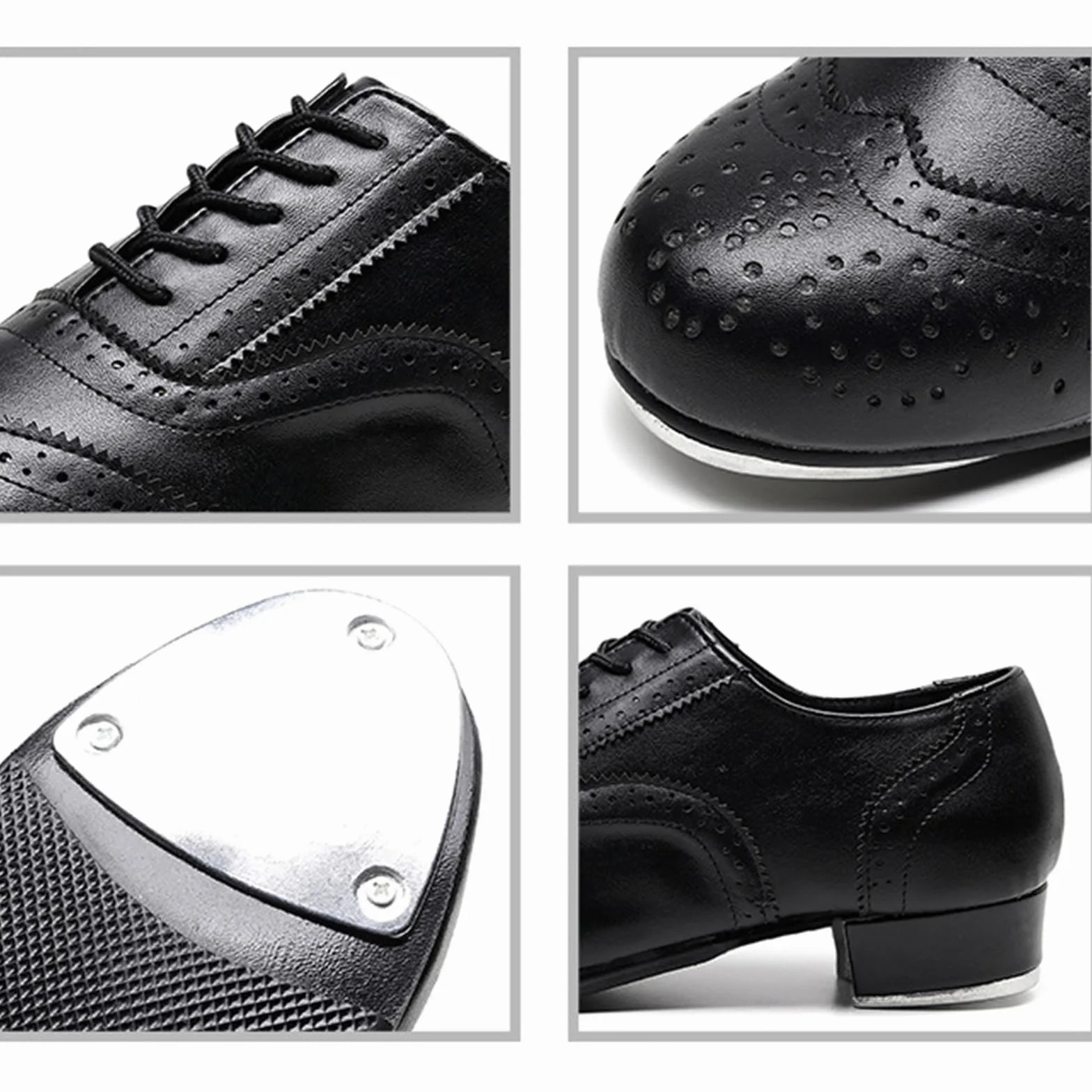 Chaussures De Claquettes Hommes Danse Salon Talons Bas Brogue Lacets Respirantes