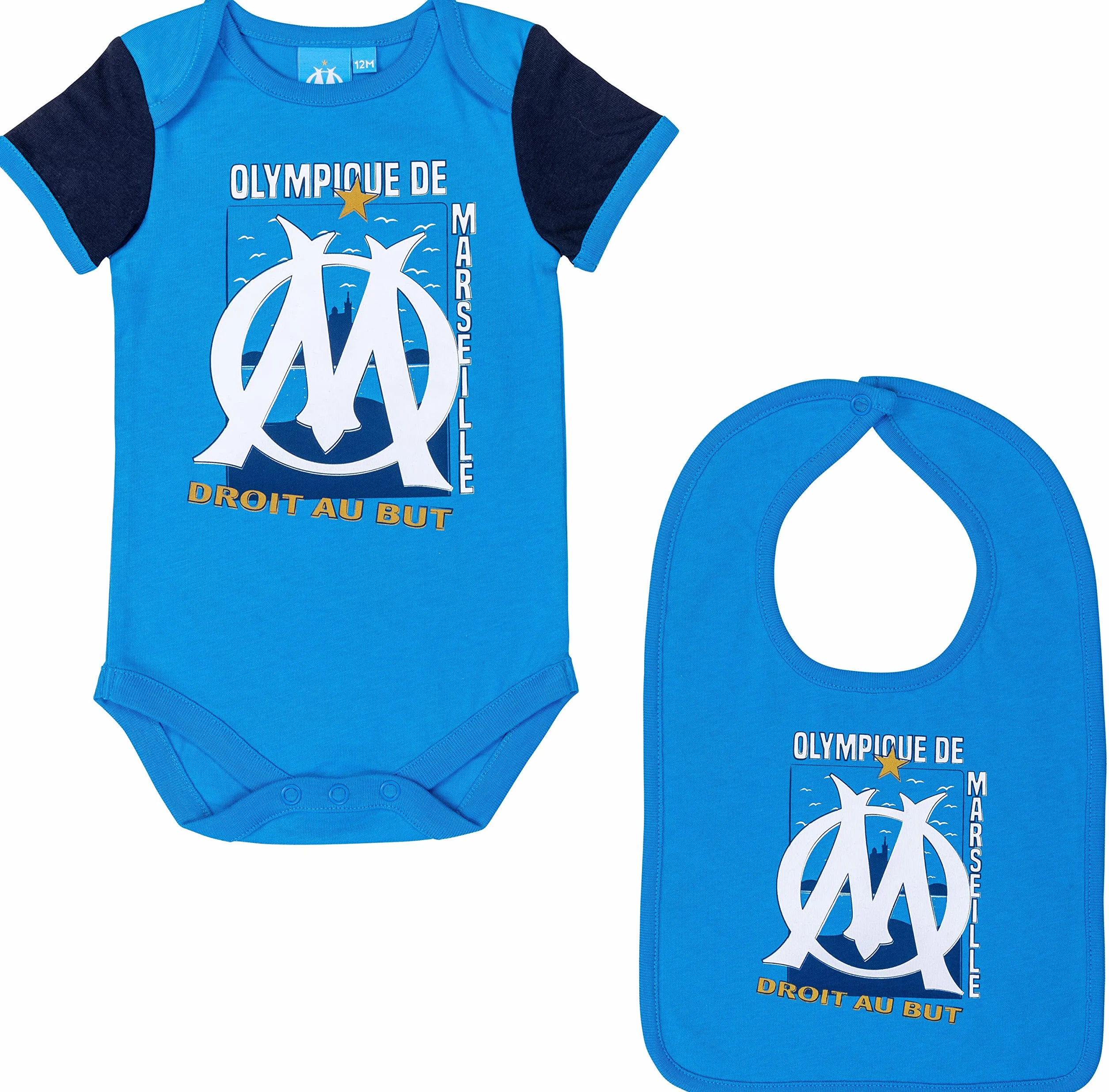 OLYMPIQUE DE MARSEILLE Body Bavoir bébé garçon Om - Collection Officielle 18 Mois