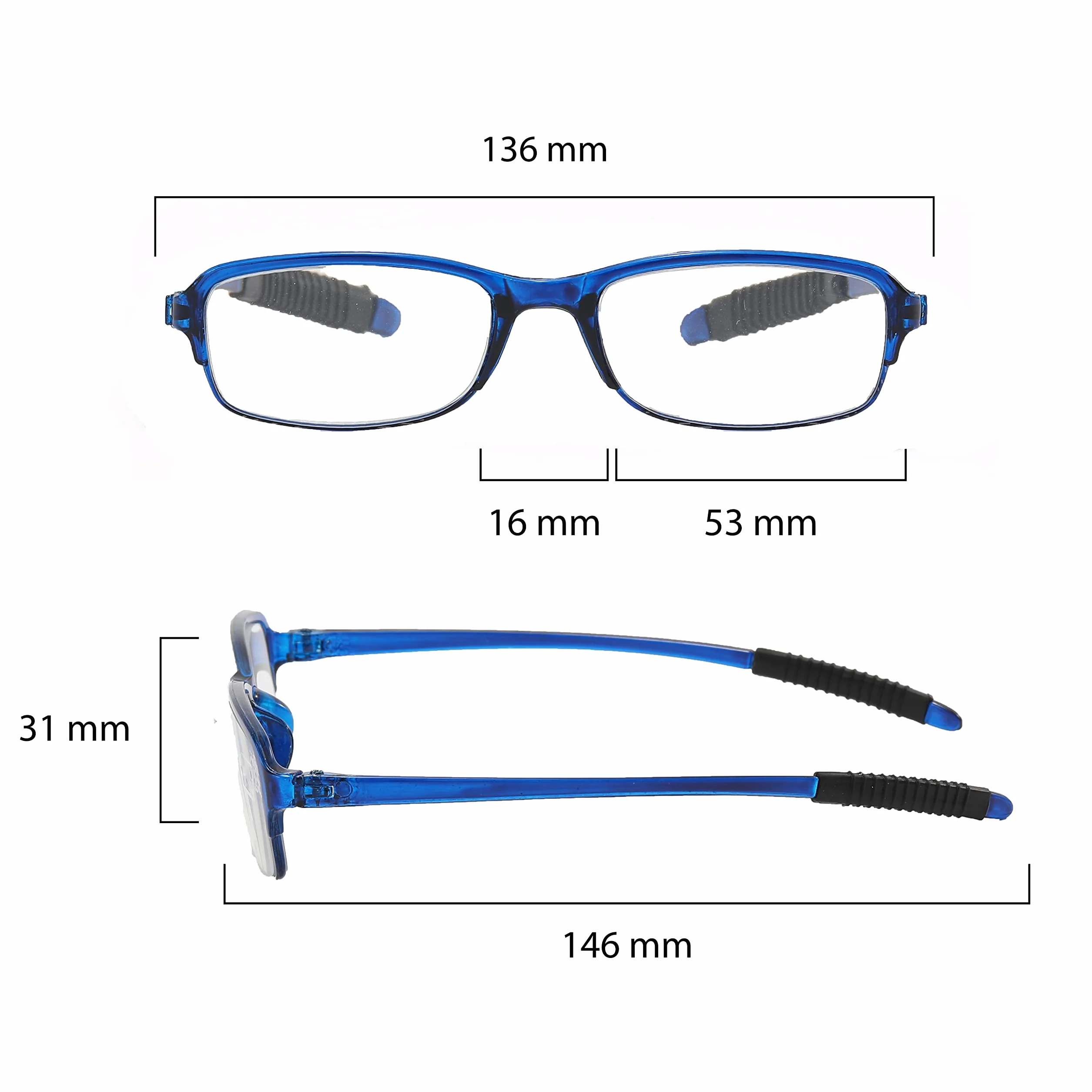 PROFLEX lunettes de lecture antichoc pack de 3 force +1,0 +1,5 +2,0 +2,5 +3,0 +3,5