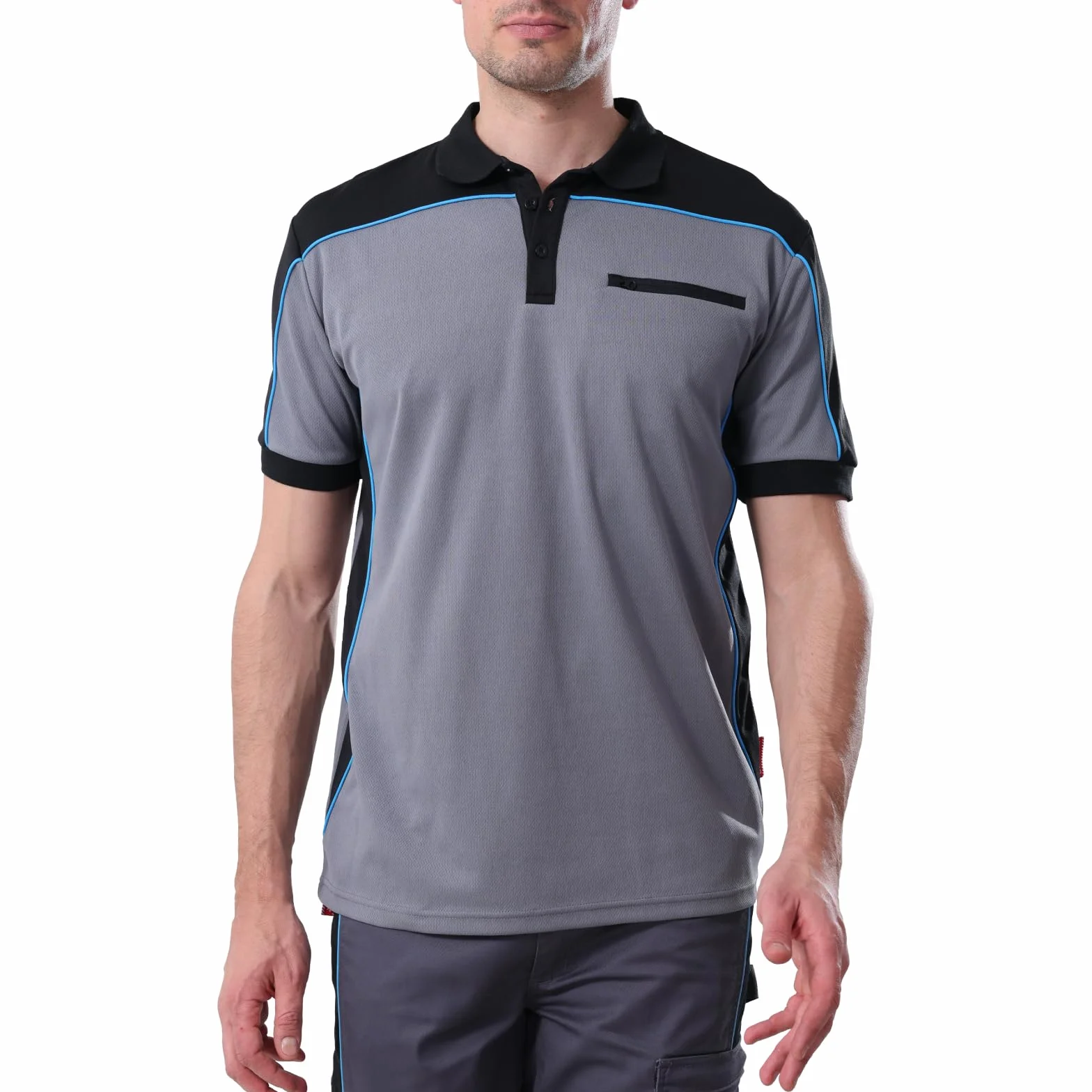 Polo-shirt de travail homme manches courtes 100% polyester couleurs contrastées