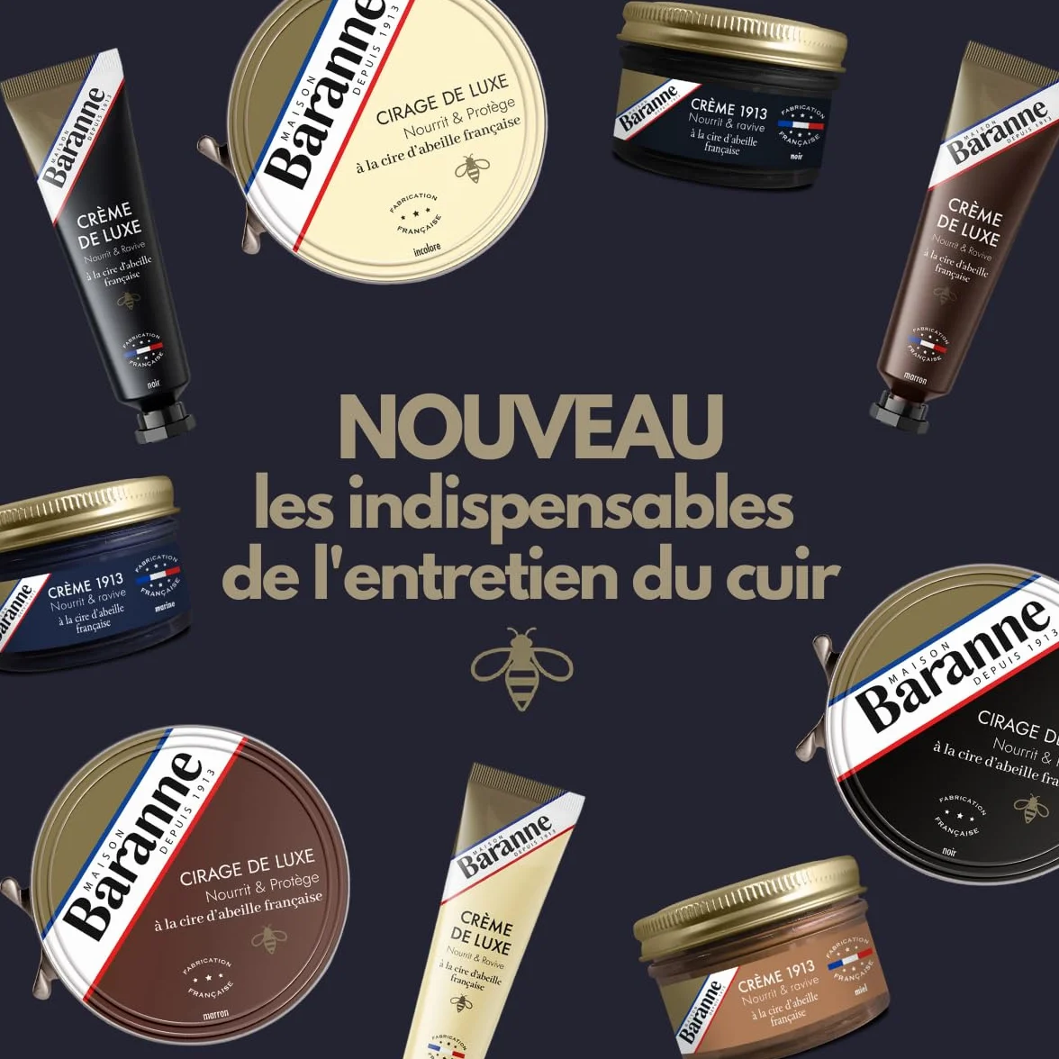 Crème de Luxe Incolore Cire d'Abeille Française 100ml Entretien Cuir