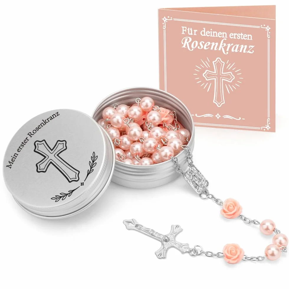 WALLFID Mon premier chapelet couronne de prière cadeau de baptême garçons première communion filles