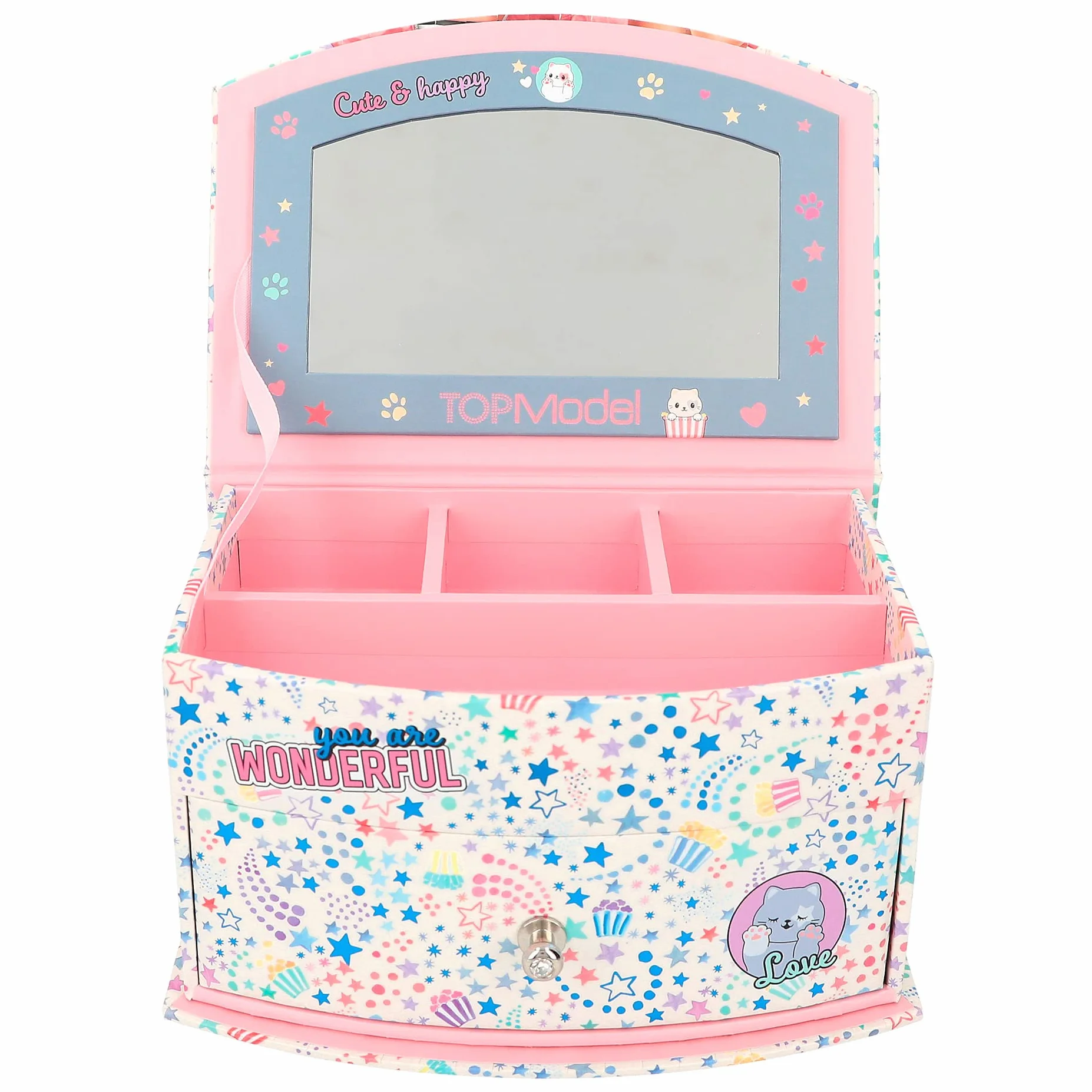 Depesche TOPModel Cutie Star Boîte à Bijoux Rose avec Miroir