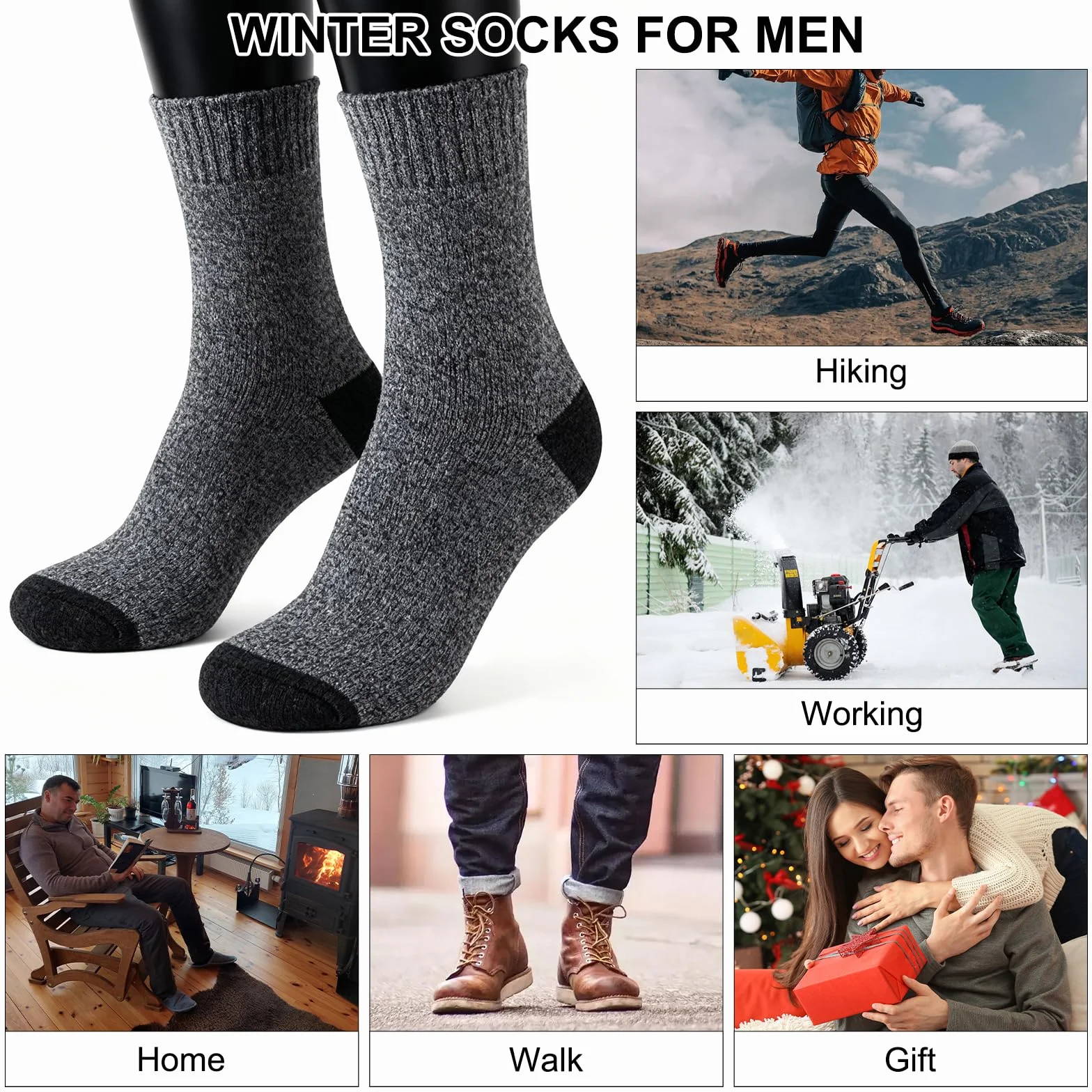 Chaussettes Thermiques Homme Chaudes Hiver 39-46 Paire