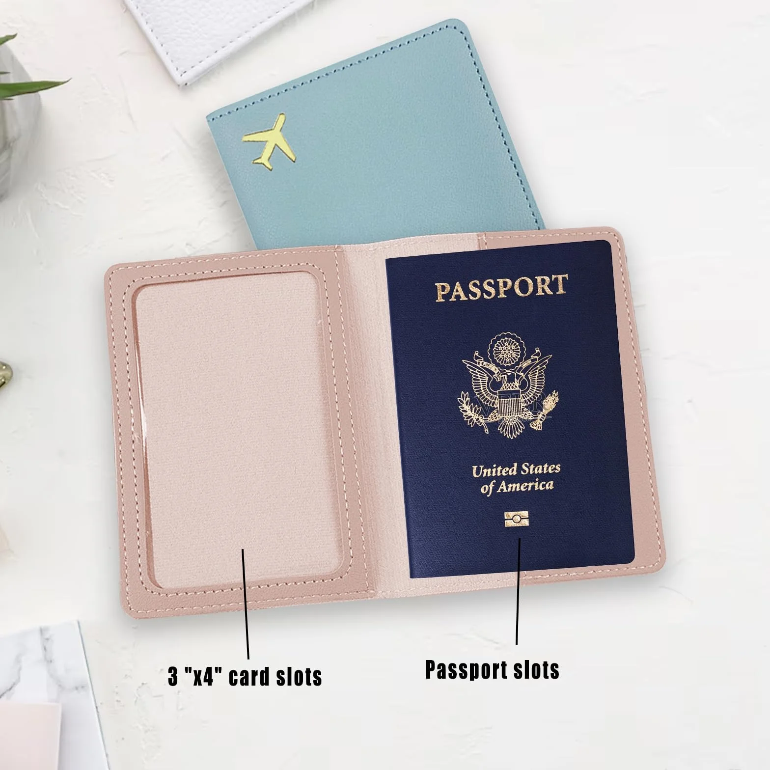 Lot de 2 Porte-passeports en Cuir Synthétique pour Documents de Voyage