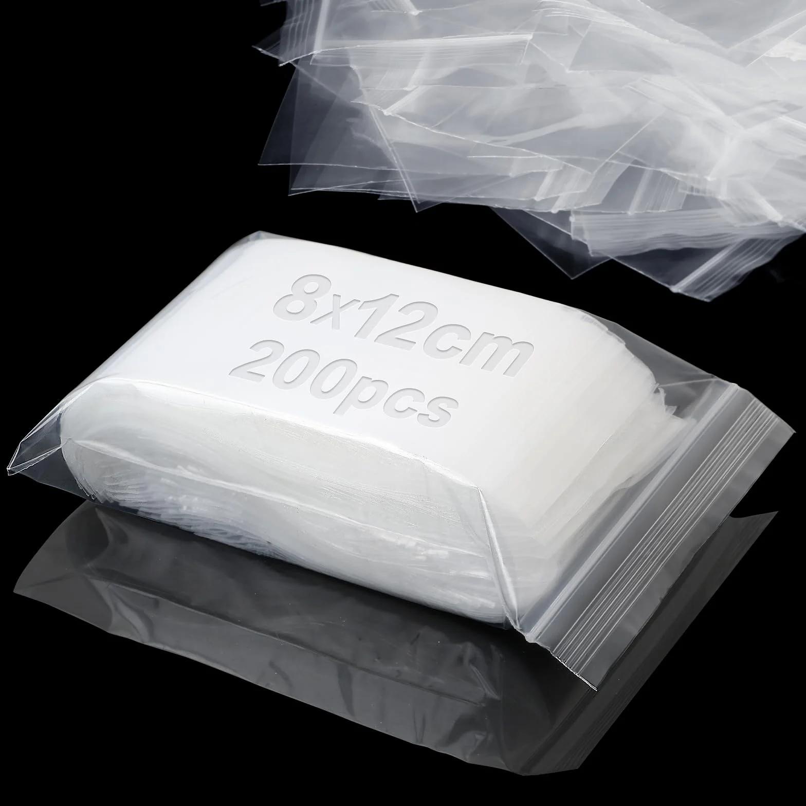 Sachets Zip Transparent 8x12 cm 200 Pièces Refermables pour Bijoux