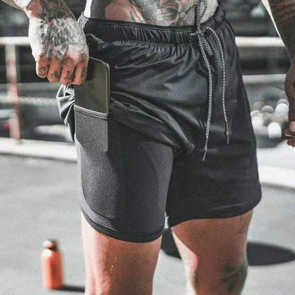 Compression Shorts Hommes Sport Séchage Rapide Short Course Pantalon Court Leggings Sport Poche Base Layer Stretch Fitness