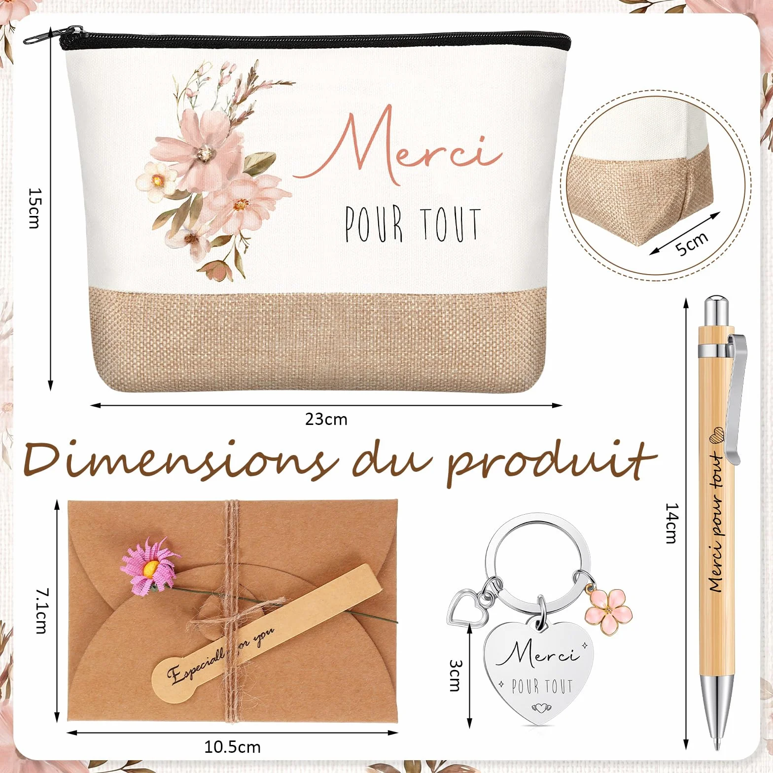 Xuniea 4 Pièces Cadeaux de Merci pour Femme Anniversaire Départ Retraite Travail