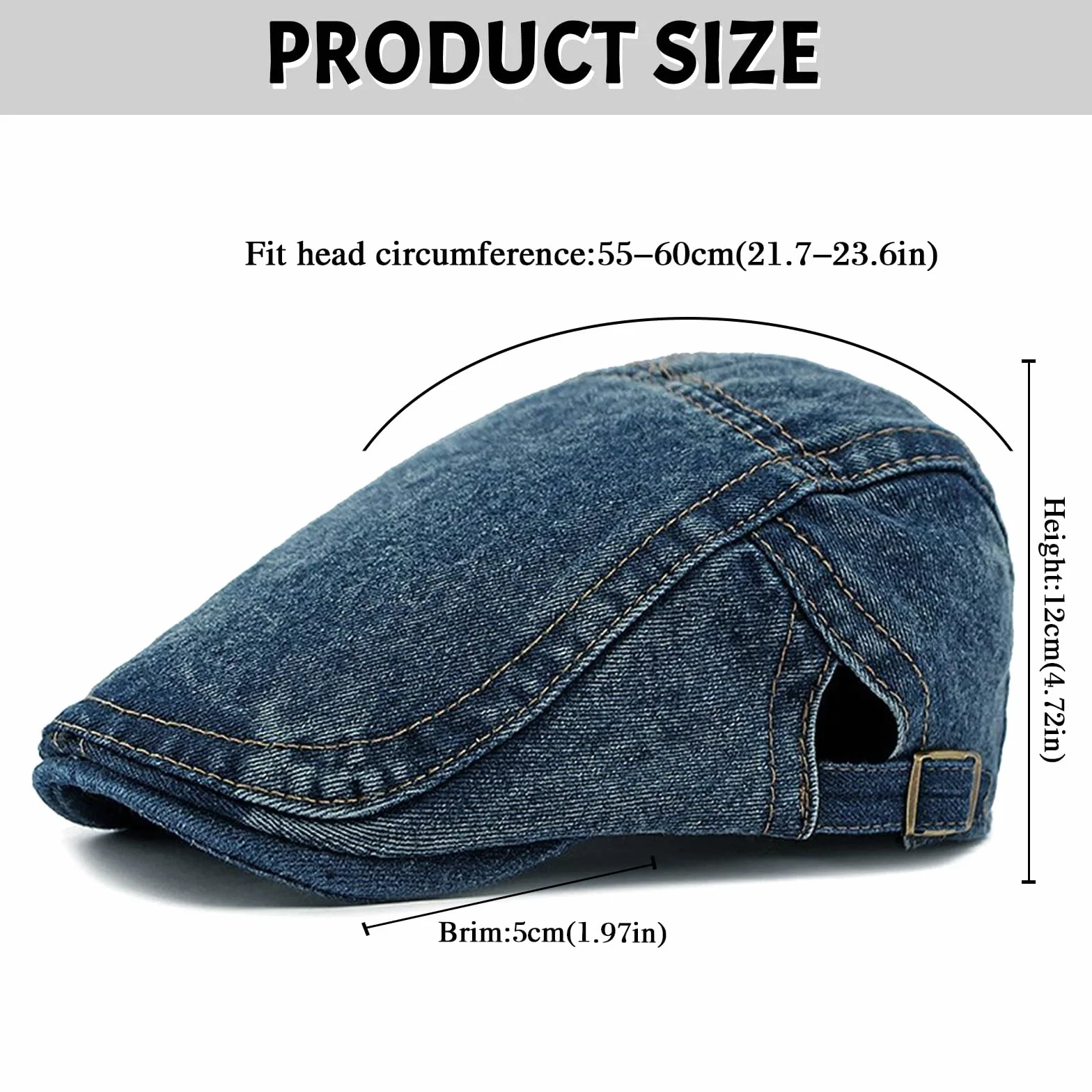 MCWTH Denim Casquette Béret Homme Vintage Ivy Chapeau