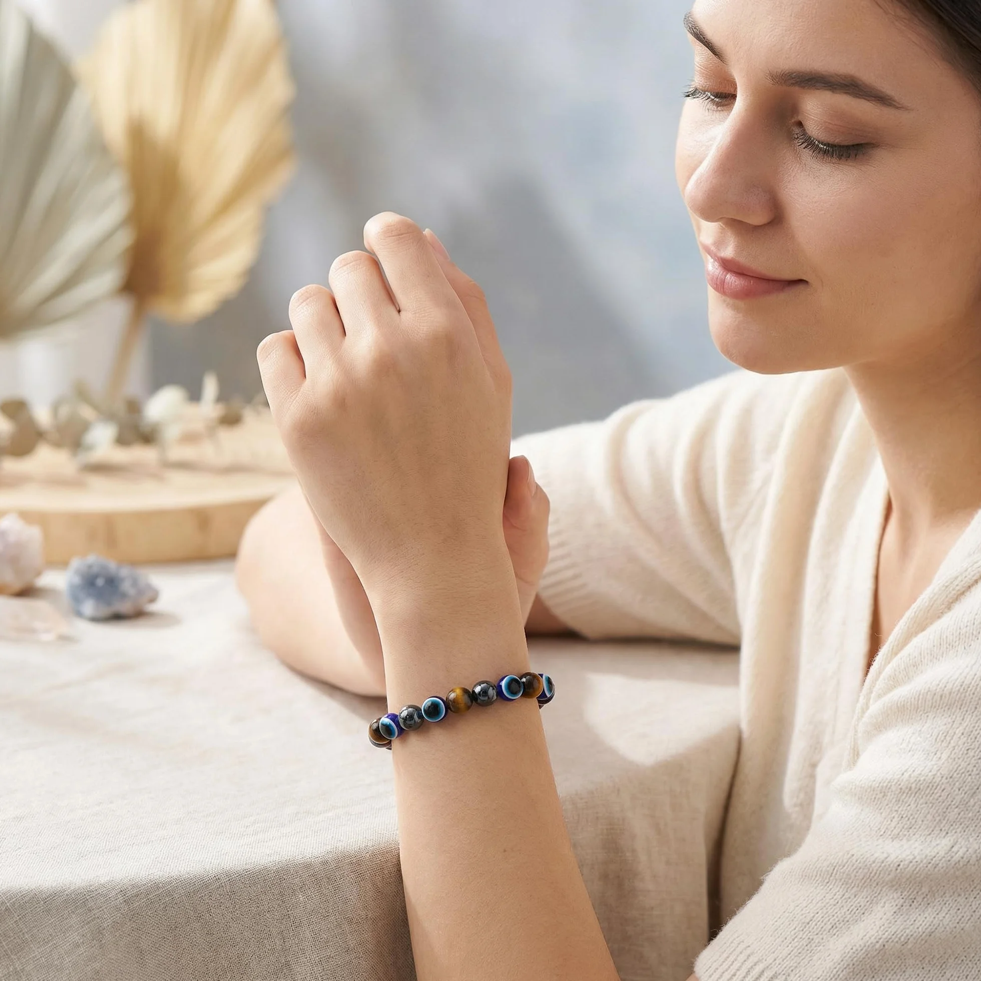 Bivei Bracelet Élastique 8MM Pierre Naturelle Homme Femme