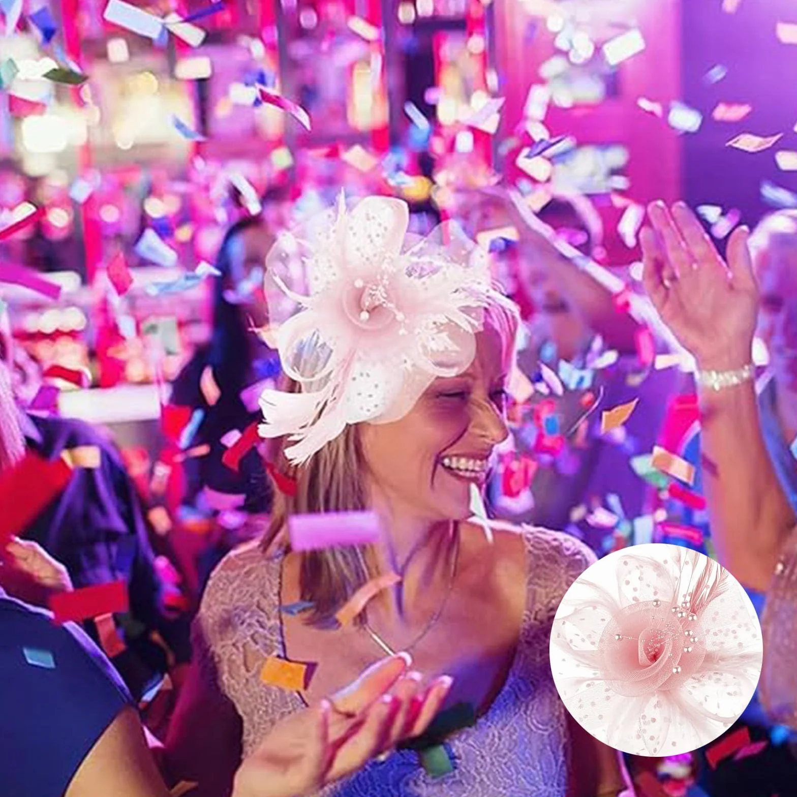 Petit Chapeau Mariage Femme, Épingles à Cheveux Accessoires Coiffure pour Cocktail Tea Party