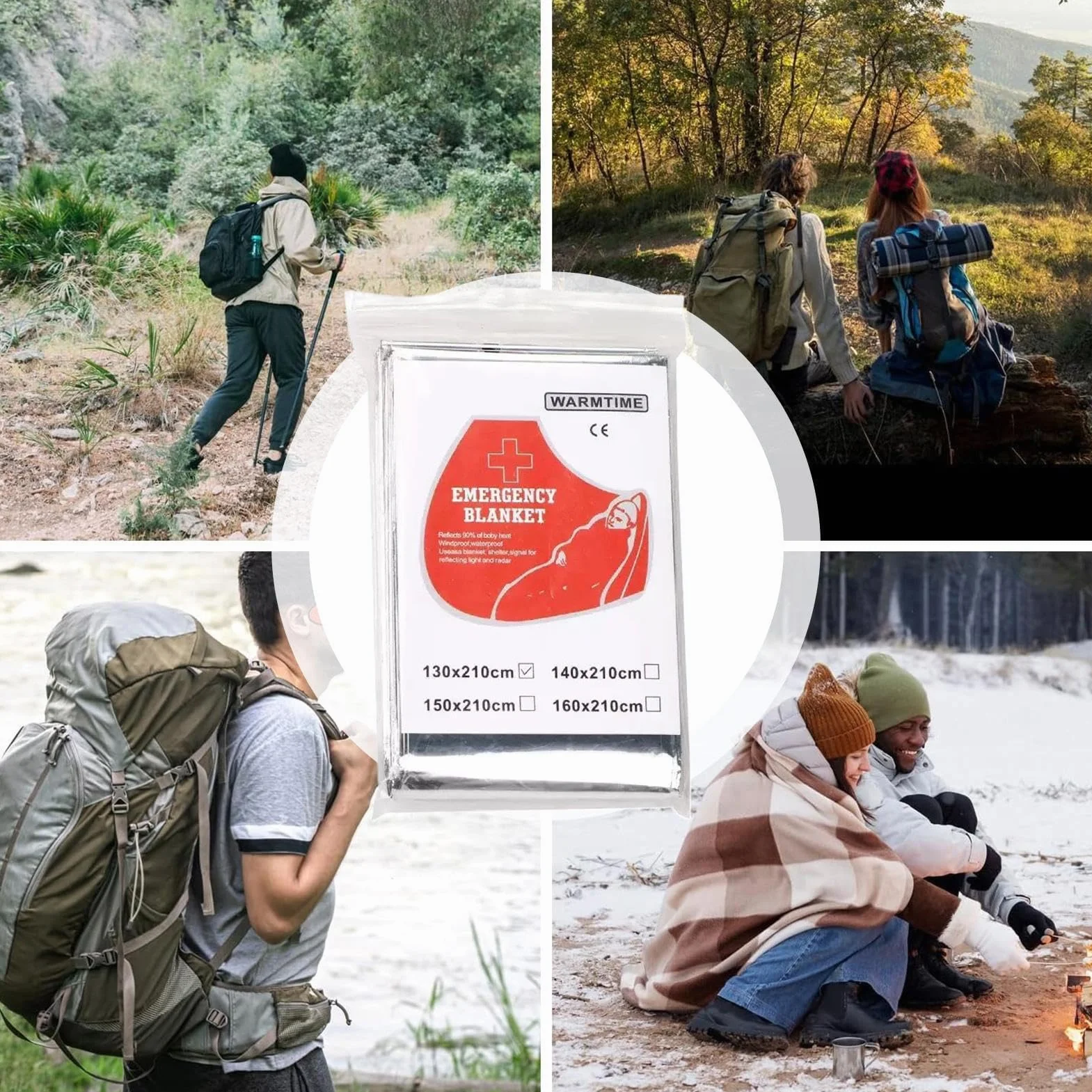 Couverture De Survie Thermique Spatiale Réutilisable pour Camping Randonnée Hiver
