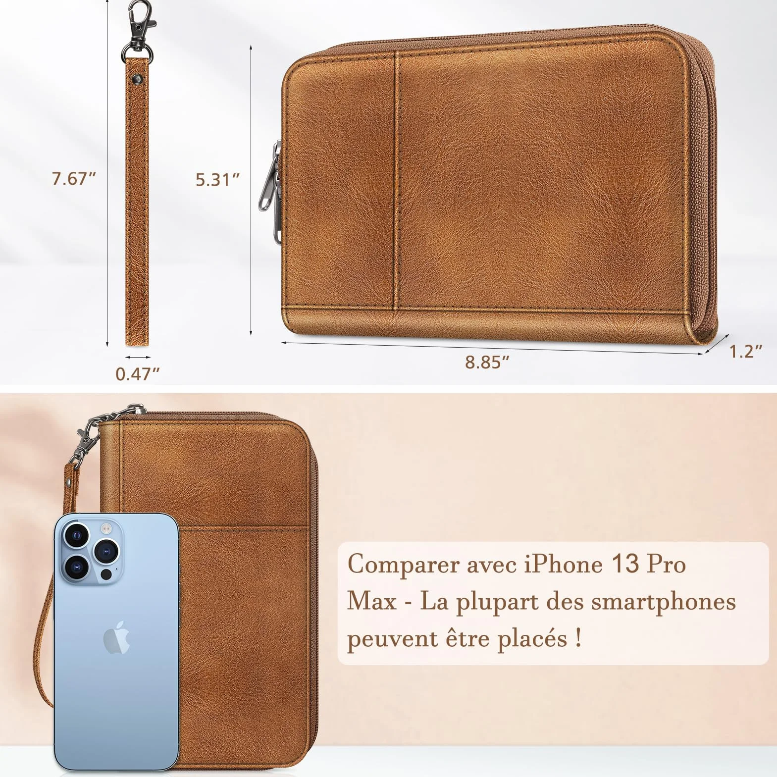 FINTIE Portefeuille Passeport Familial avec 5 Emplacements, Pochette Organisateur RFID, Marron