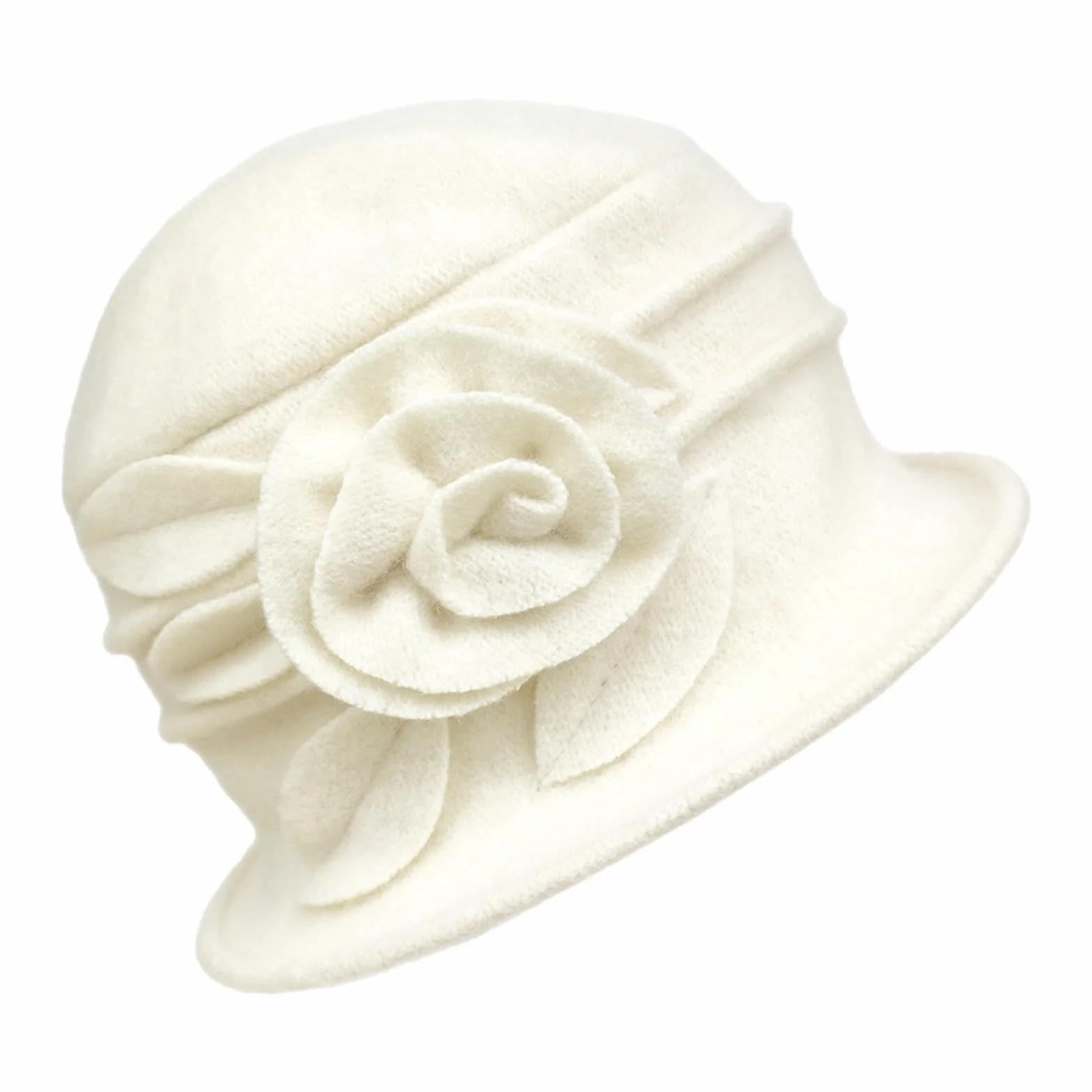 Chapeau de pêcheur vintage en laine pastel motif floral pour femme - Accessoire d'hiver années 1920
