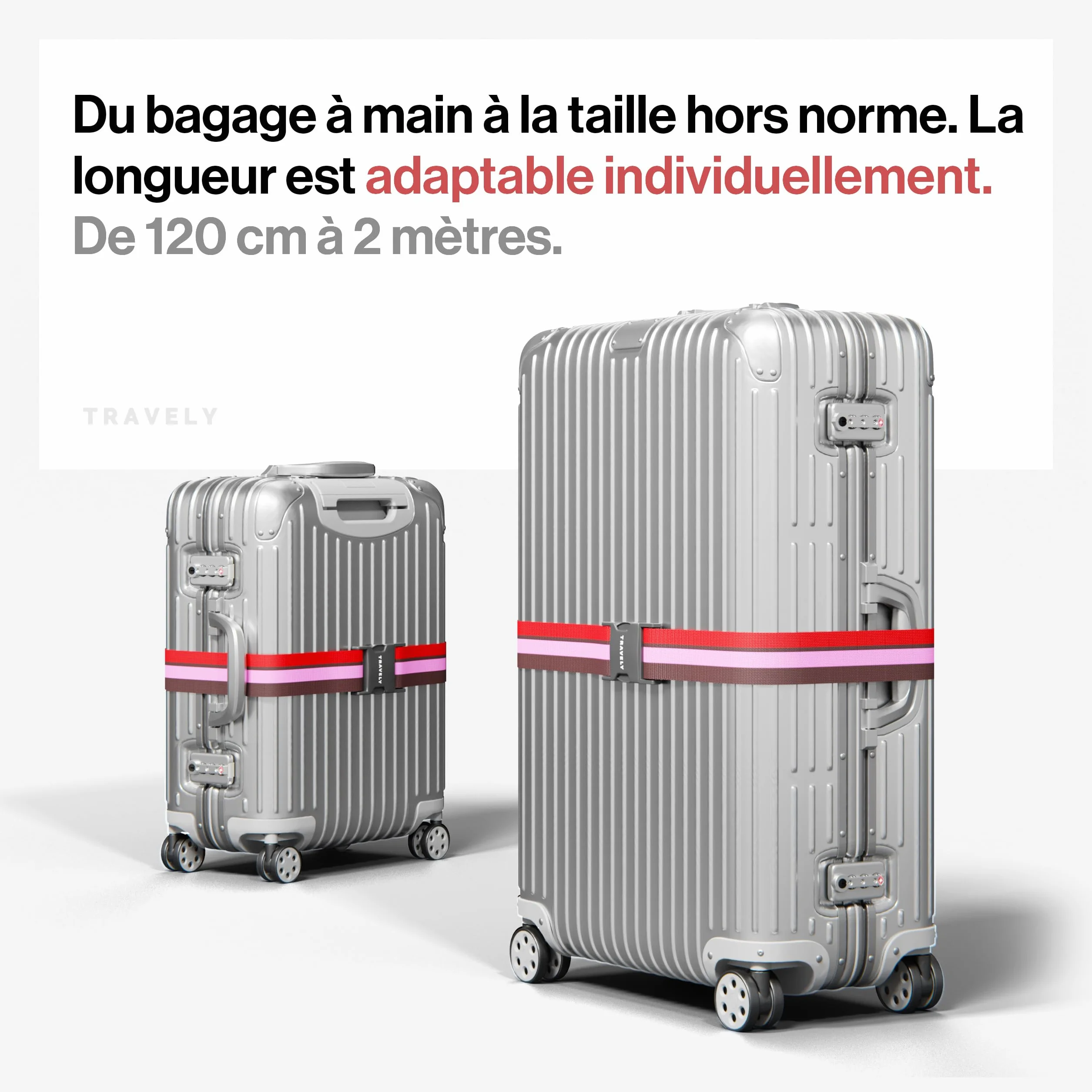 Sangles de valise Travely Lot de 2 avec étiquettes à bagage multicolore