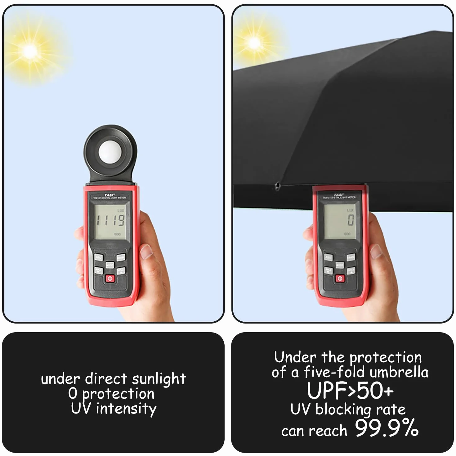Parapluie Pliant Compact UV50+ Protection Soleil Pluie Portable Hommes Femmes