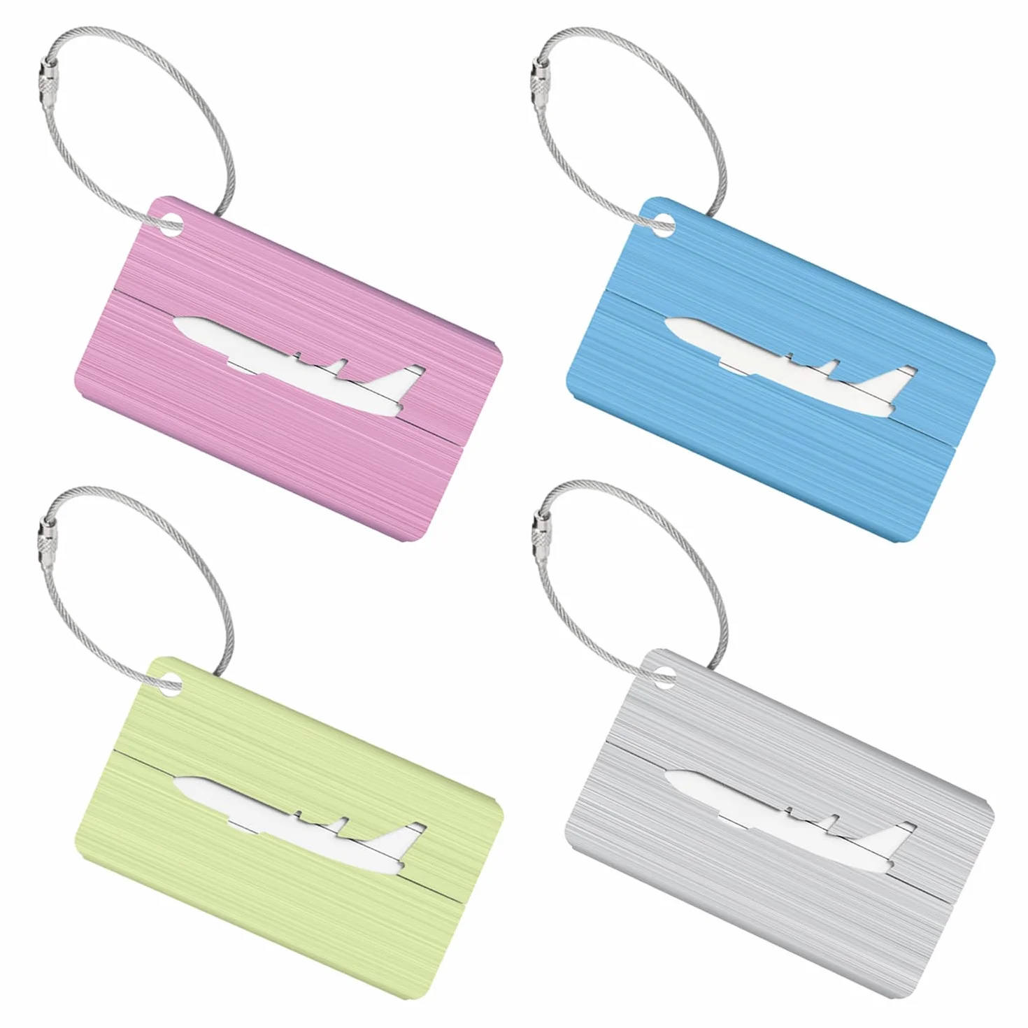 Etiquette Valise Aluminium 4 Pièces avec Carte Informations Personnelles 7,5 x 4,5 cm 4 Couleurs