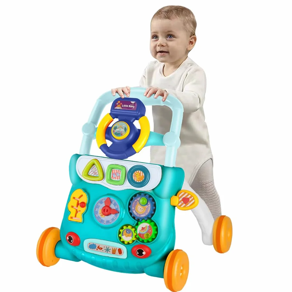 Trotteur Bébé Marcheur d'Apprentissage Assis-Debout 3 en 1, 62x68x36-81cm Vert