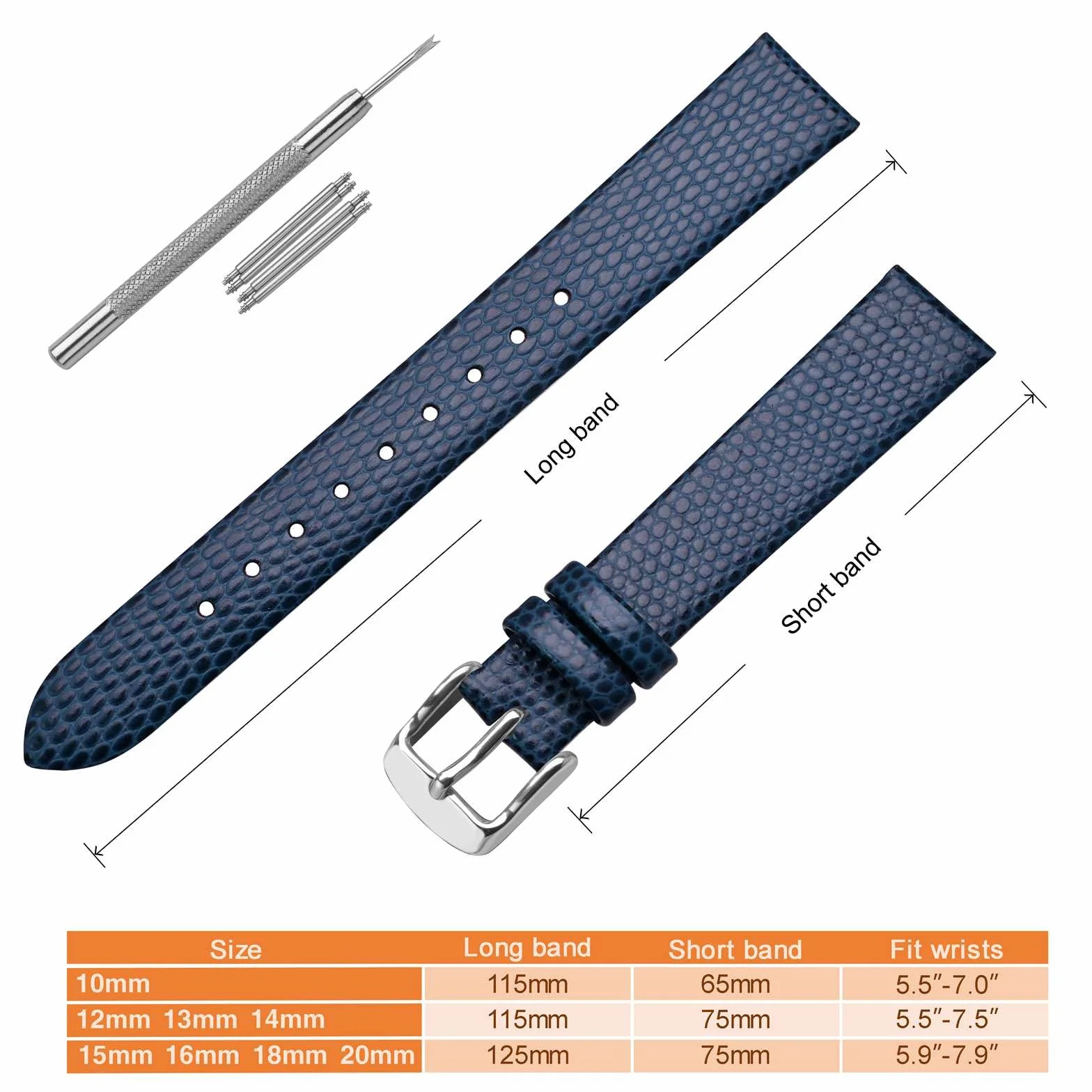 ANNEFIT Bracelets de Montres pour Femme 10mm 12mm 13mm 14mm 15mm 16mm 18mm 20mm, Bandes de Remplacement en Cuir avec Boucle en Acier Inoxydable