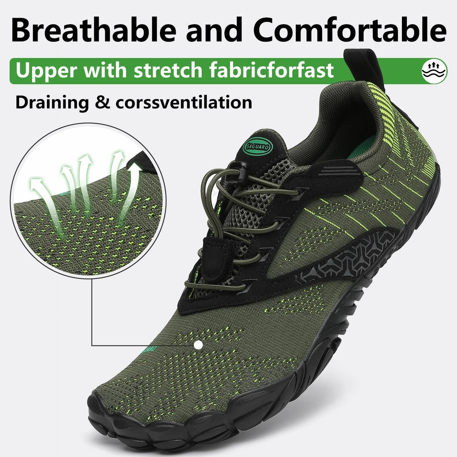 SAGUARO Chaussures de Trail Running Barefoot Homme Femme Minimalistes Antidérapant Aquatiques