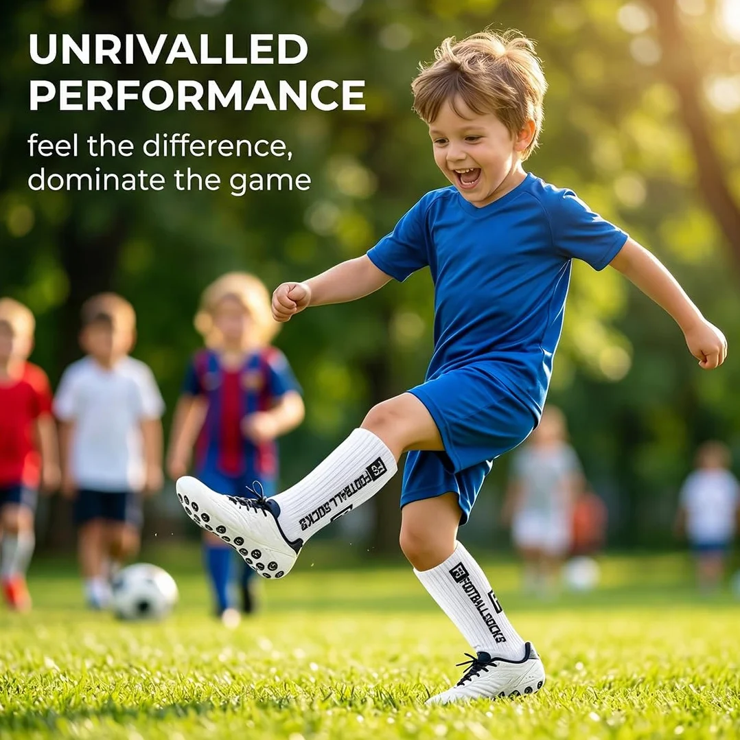 Chaussette Foot Enfant 3 Paires Antidérapantes Blanc Taille 33-39
