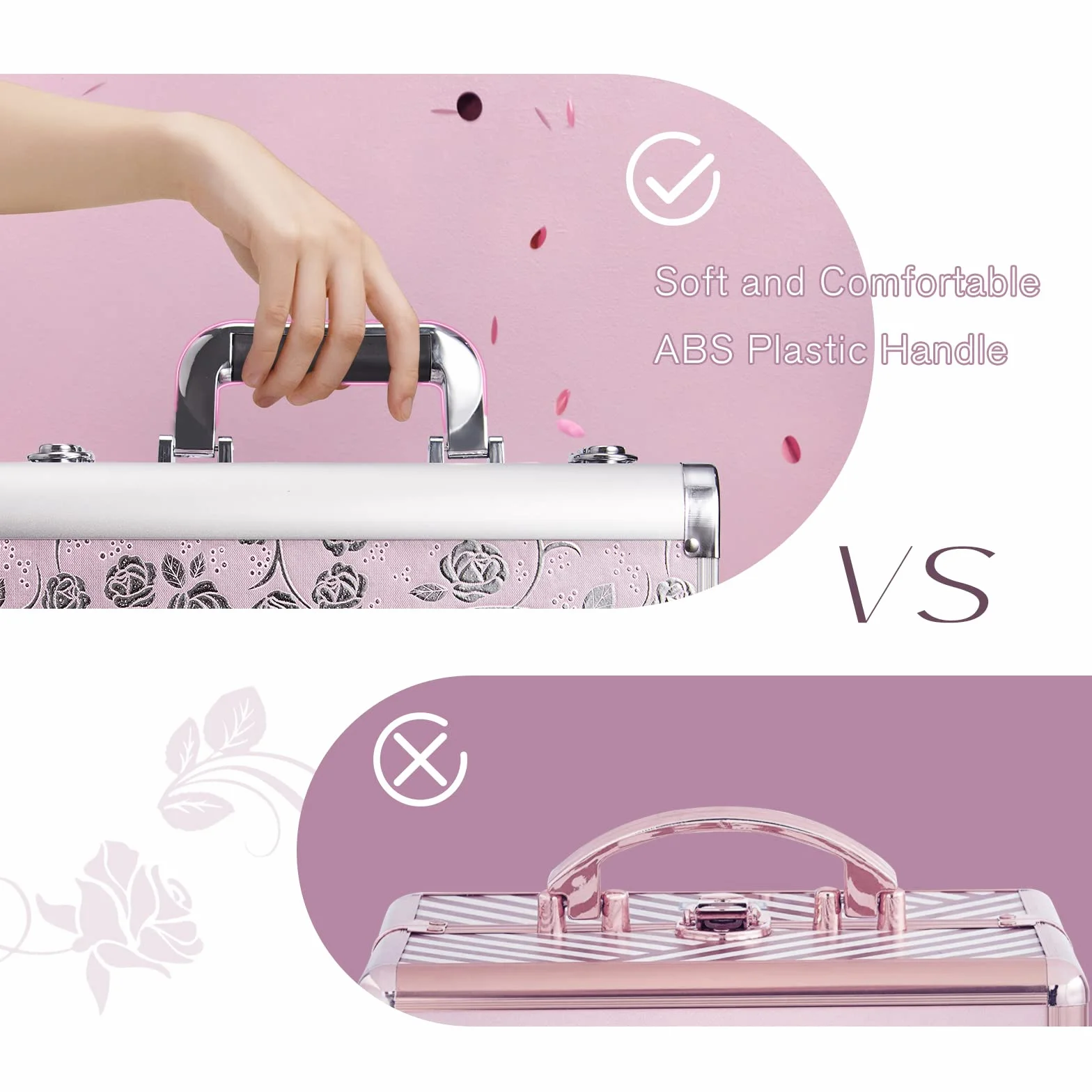 Malette Maquillage Aluminium Vanity Professionnelle Rangement Cosmétiques Coiffure Manucure Rose