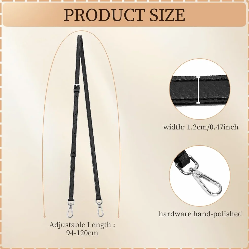 Bandoulière pour Sac Longchamp, Réglable en Cuir Mini sans Boucle, Lanière avec 2 Adaptateurs