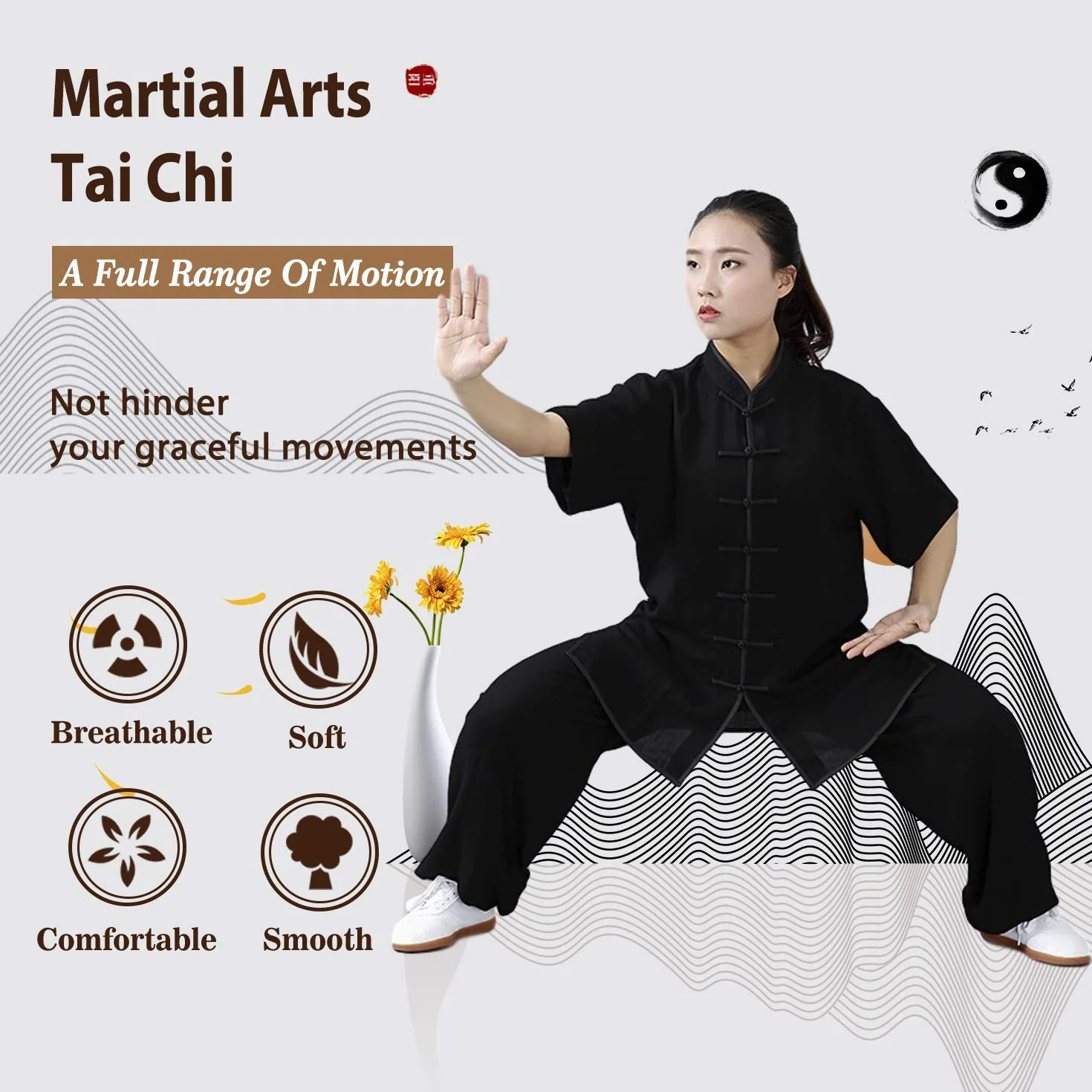 Costume Arts Martiaux Kung Fu Tai Chi Vêtements Unisexe Coupe Décontractée