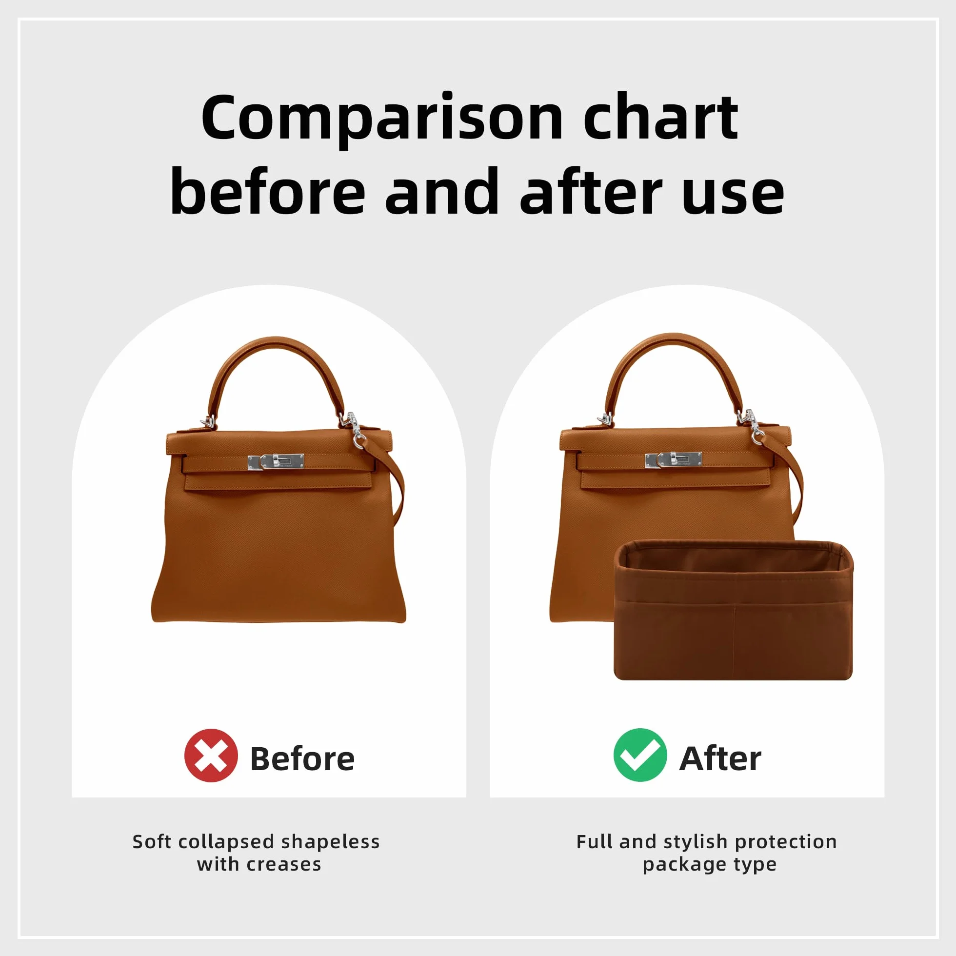 Organisateur de sac à main pour Hermès Kelly 25 28 32 35, KL28 Gold