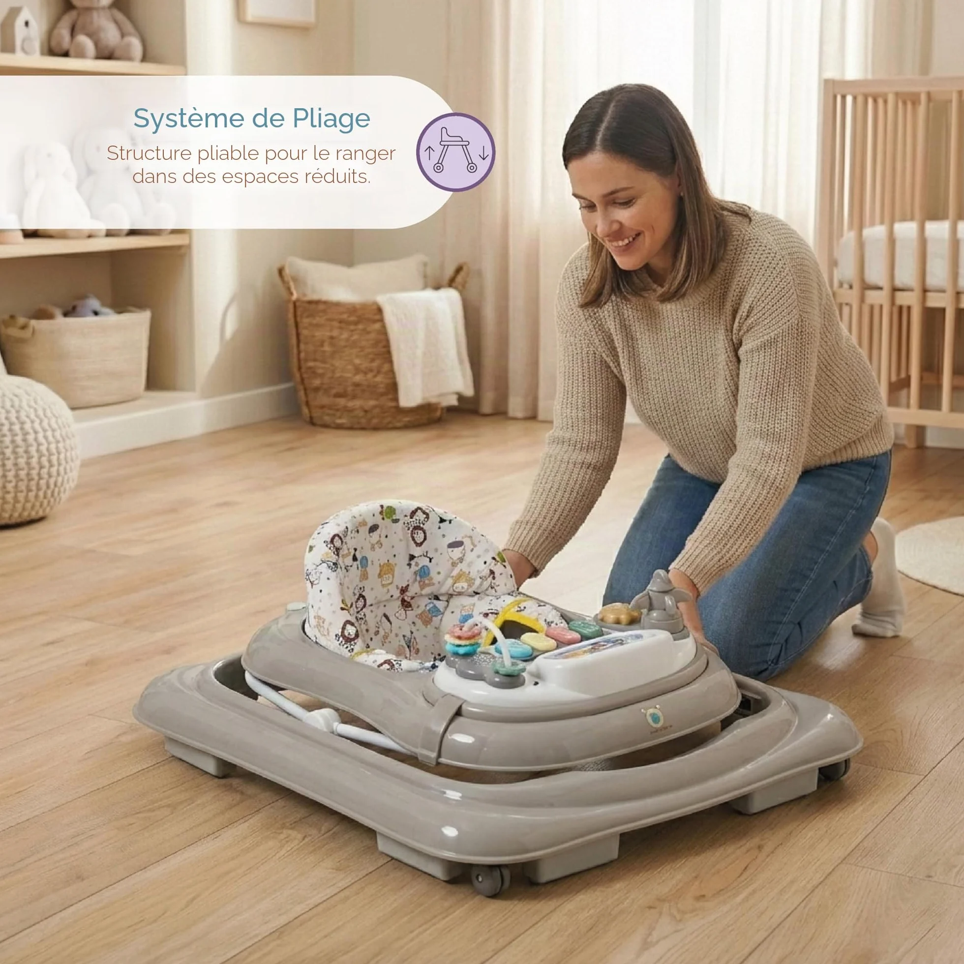 Buddy Baby Funny Déambulateur bébé avec base anti-renversement plateau son et jeux