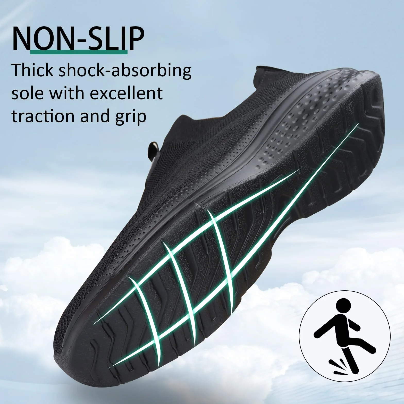 Giniros Basket Homme Chaussures Slip on Sneakers sans Lacets de Course Baskets Fitness Running Respirantes