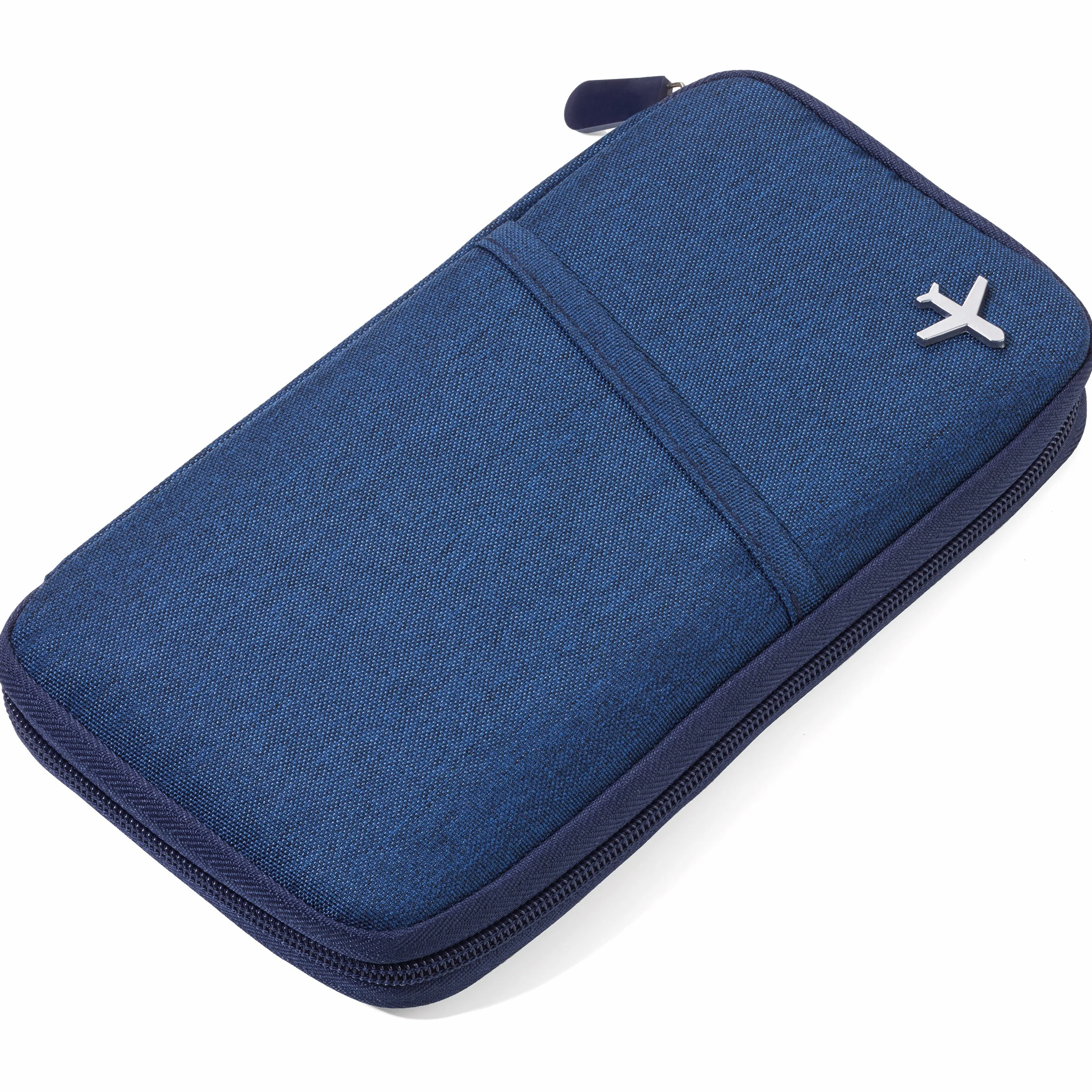 Troika Safe Flight TRV20/DB Étui pour Documents de Voyage avec Protection RFID 12 Compartiments Polyester Bleu